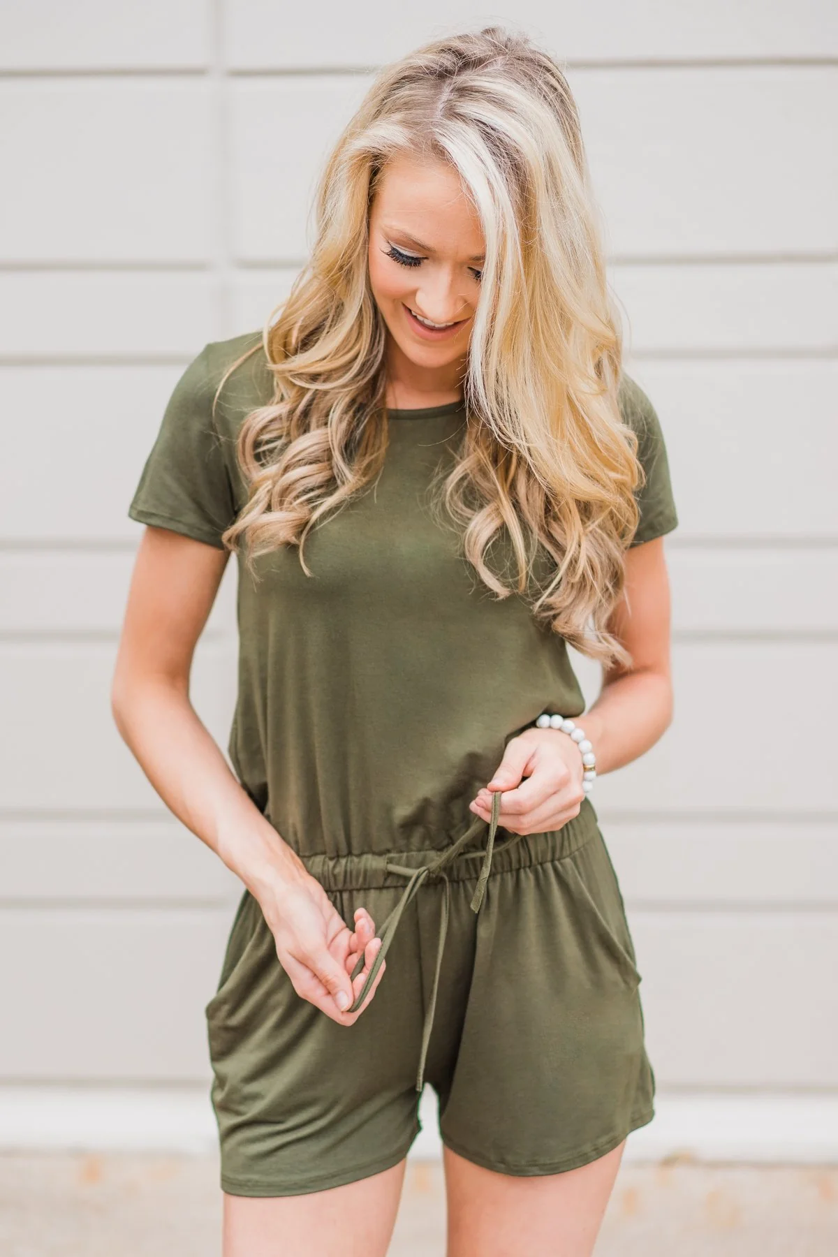 Olive Tie Romper