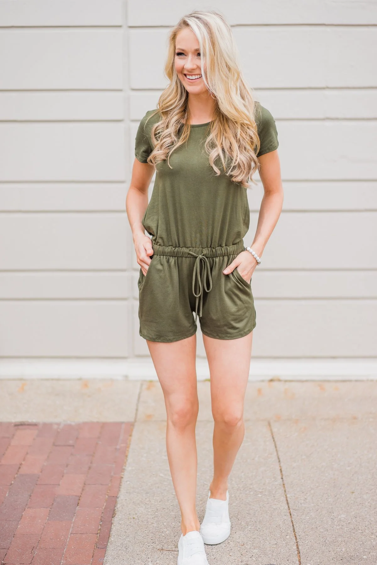 Olive Tie Romper - Image 2