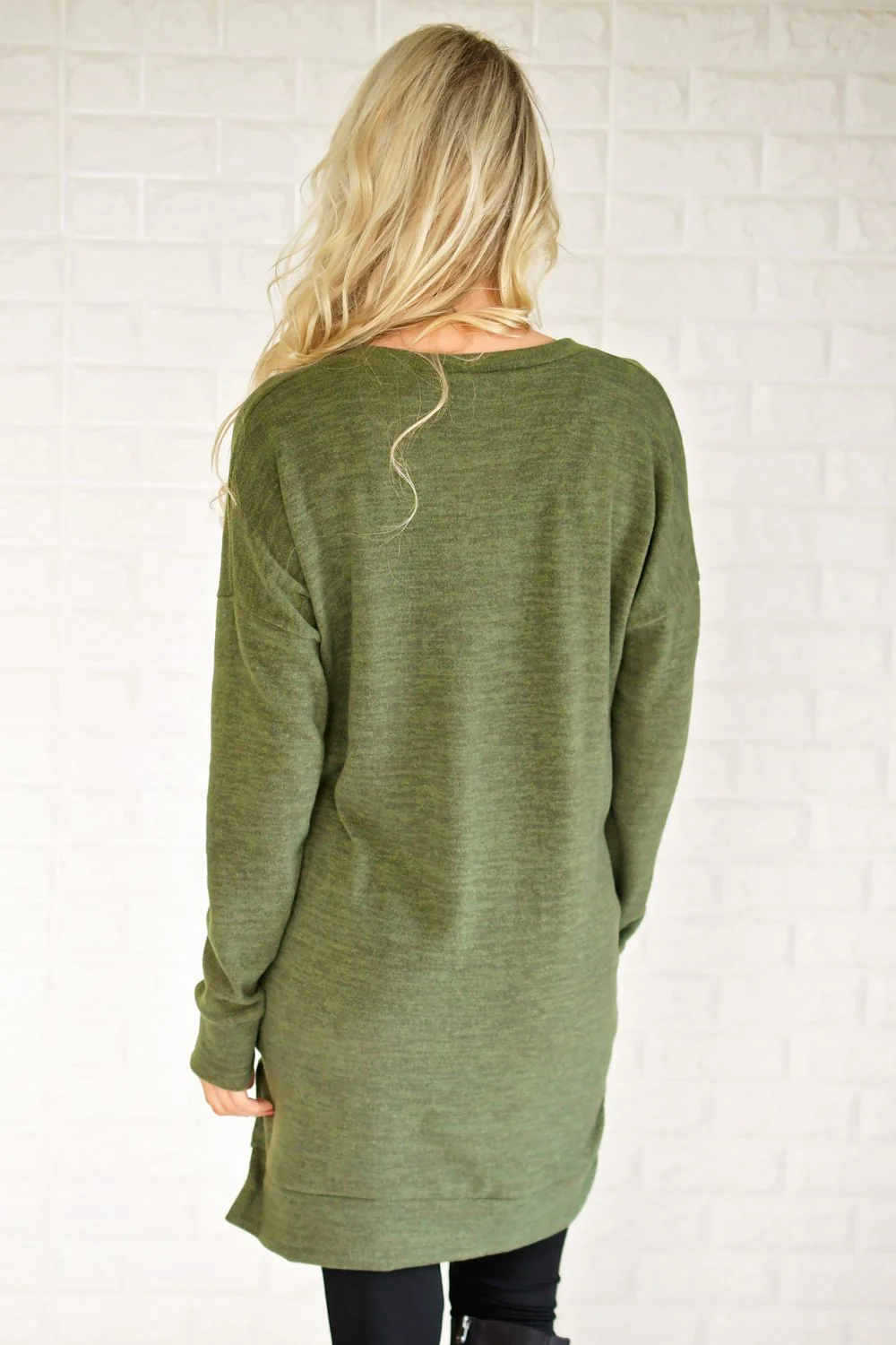 Olive V-Neck Tunic Top - Image 4