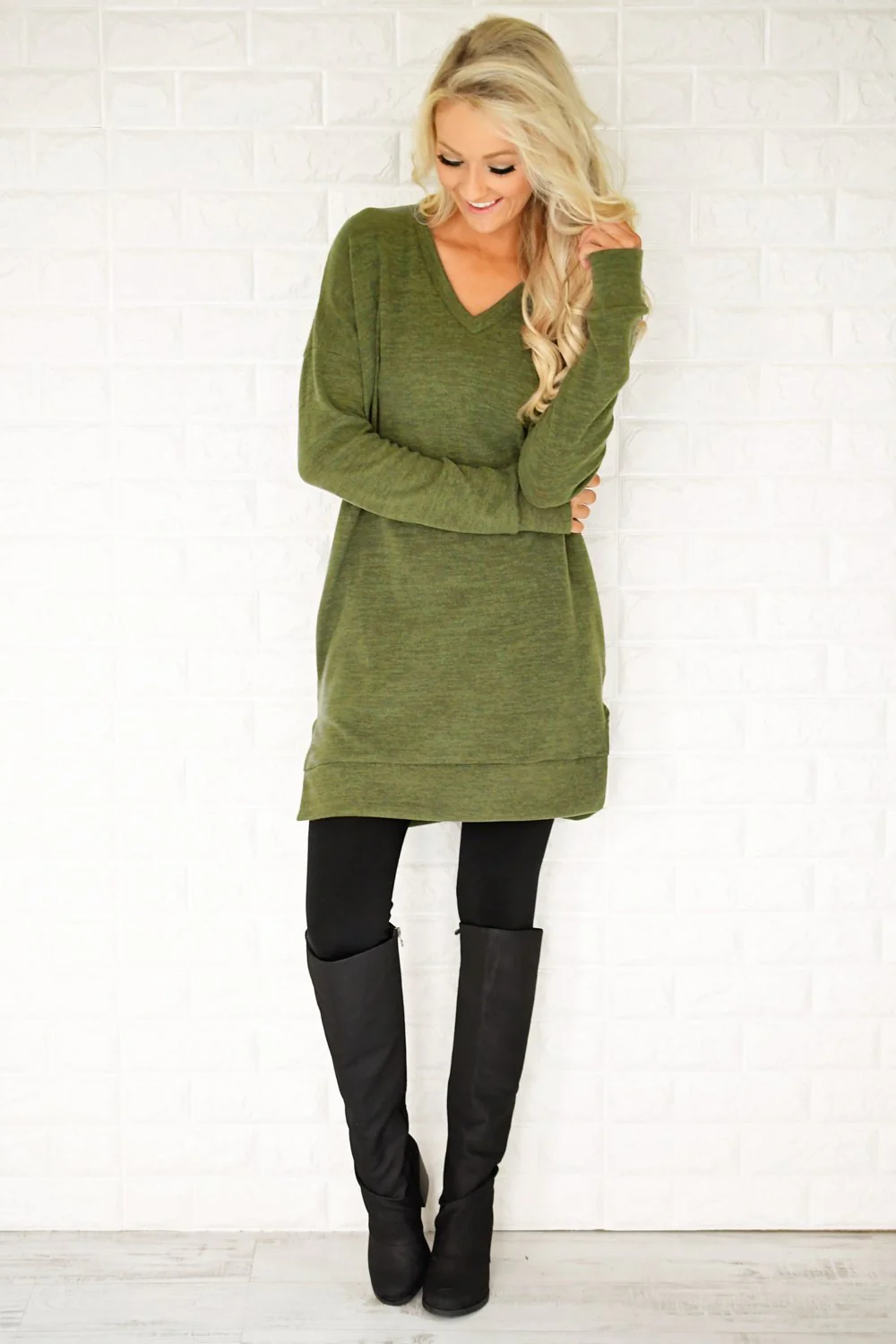 Olive V-Neck Tunic Top - Image 5