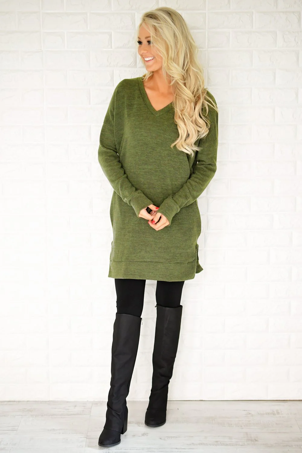 Olive V-Neck Tunic Top - Image 6