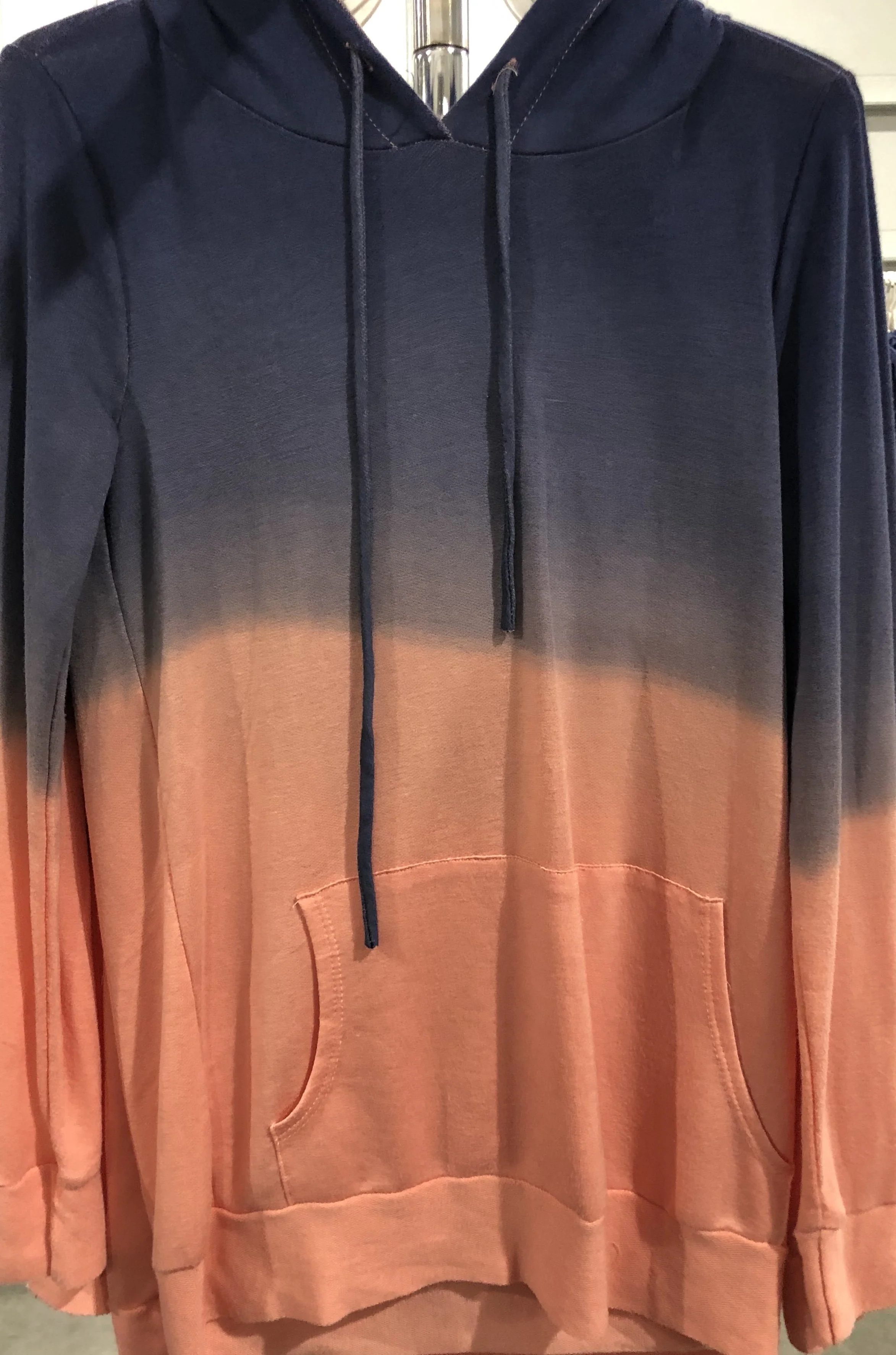 Long Sleeve Ombré Hoodie- Navy & Peach - Image 20