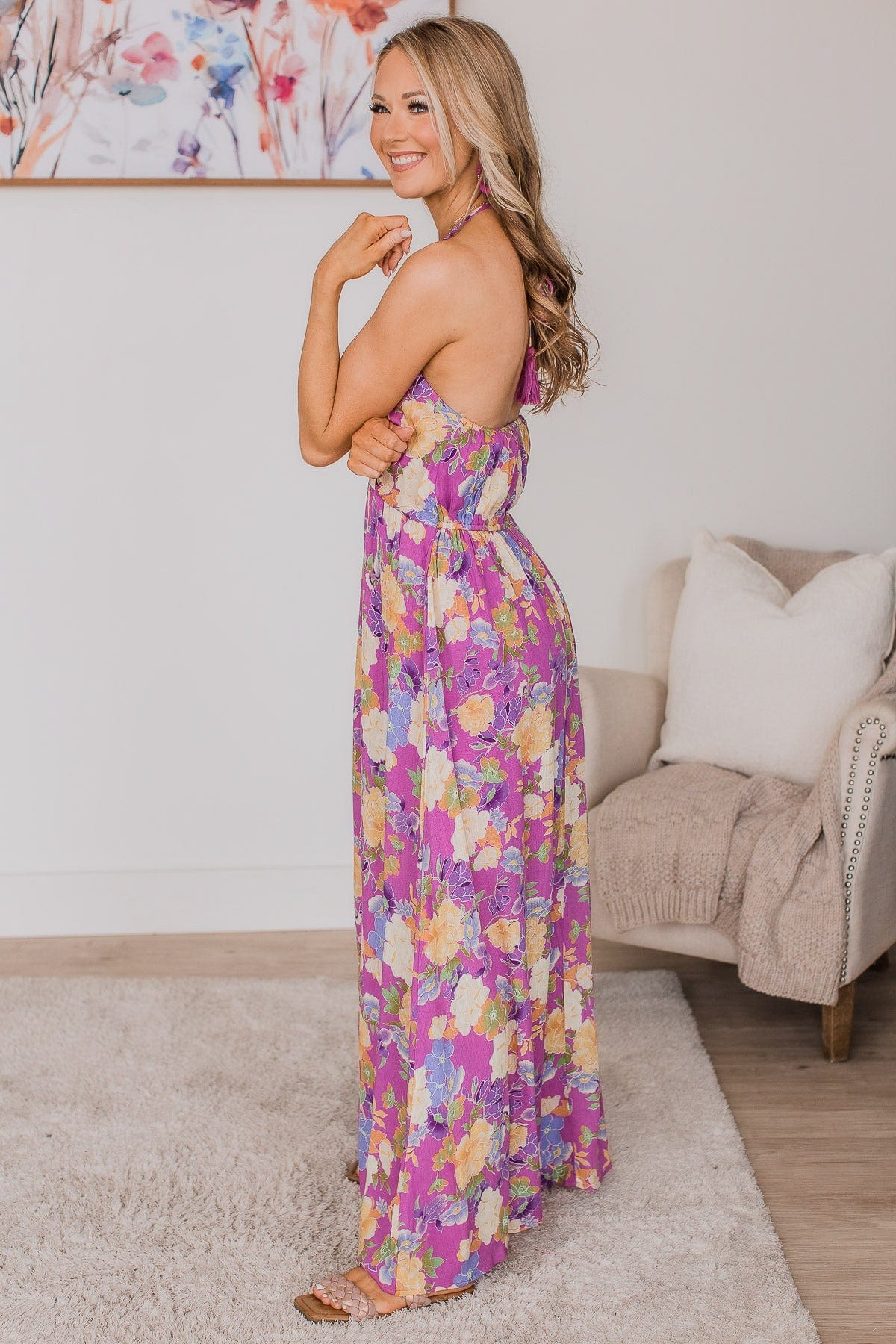 On A Cruise Floral Maxi Dress- Purple - Image 5