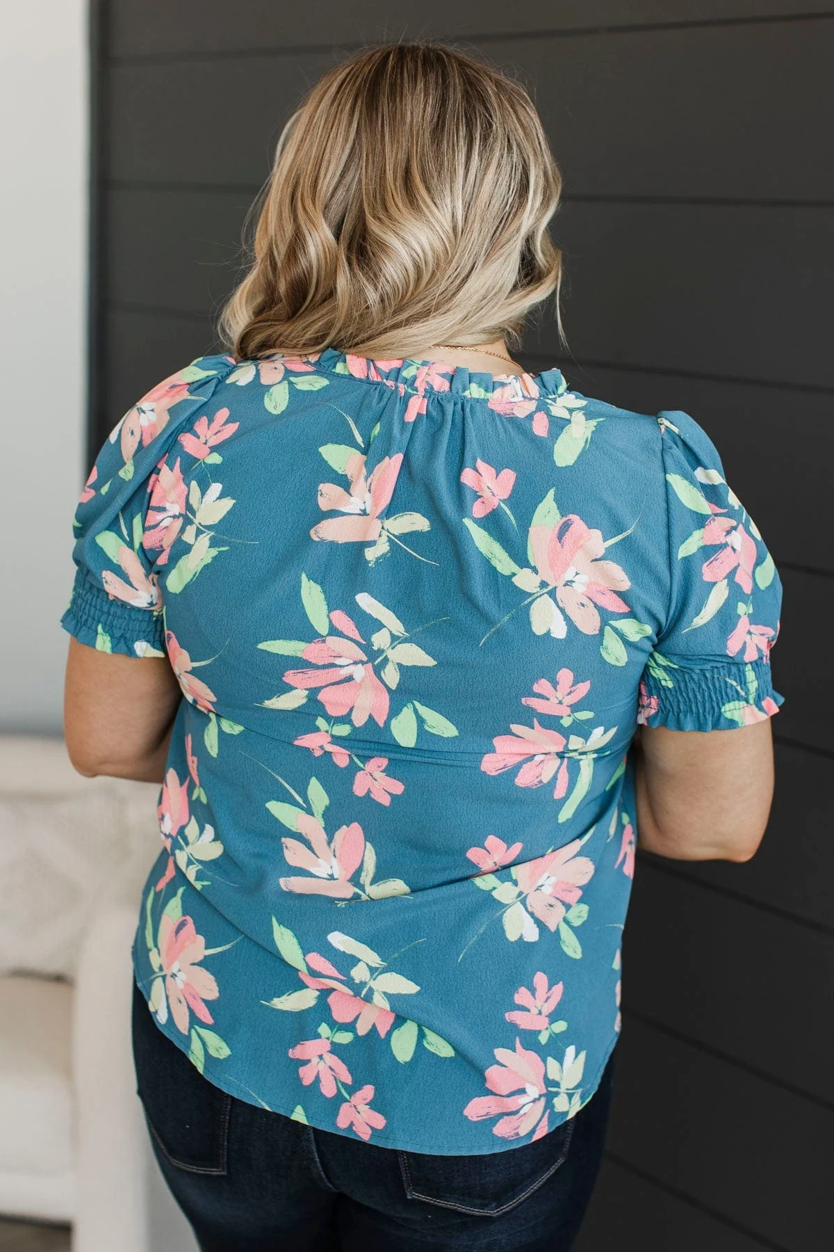 On My Agenda Floral Blouse- Denim - Image 6
