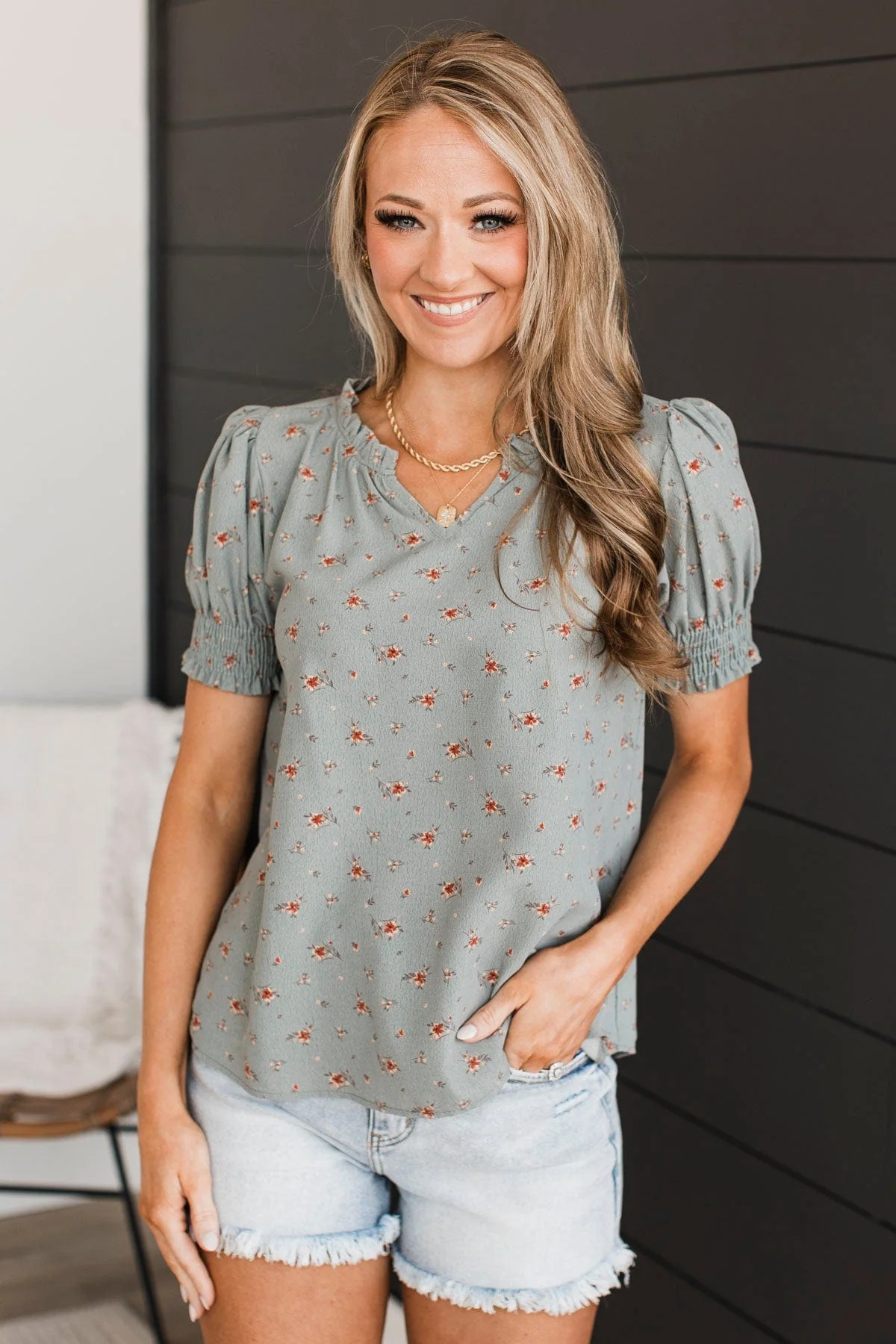 On My Agenda Floral Blouse- Dusty Sage - Image 4
