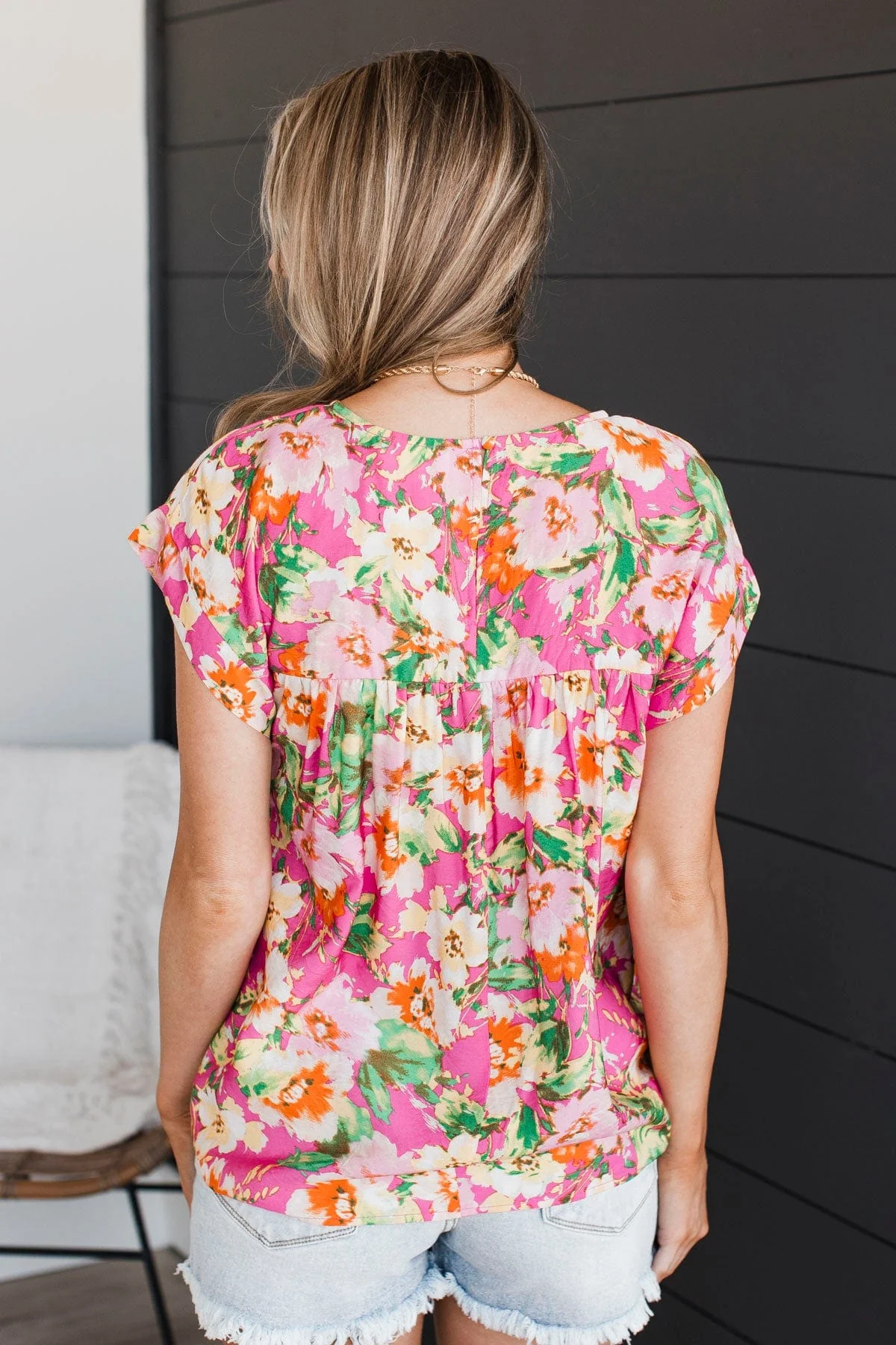 On My Best Behavior Floral Top- Hot Pink - Image 8