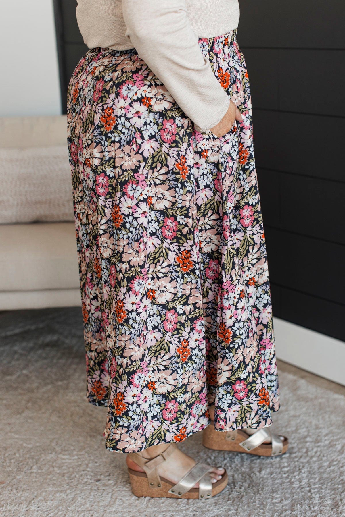 On My Heart Floral Skirt- Dark Navy - Image 5