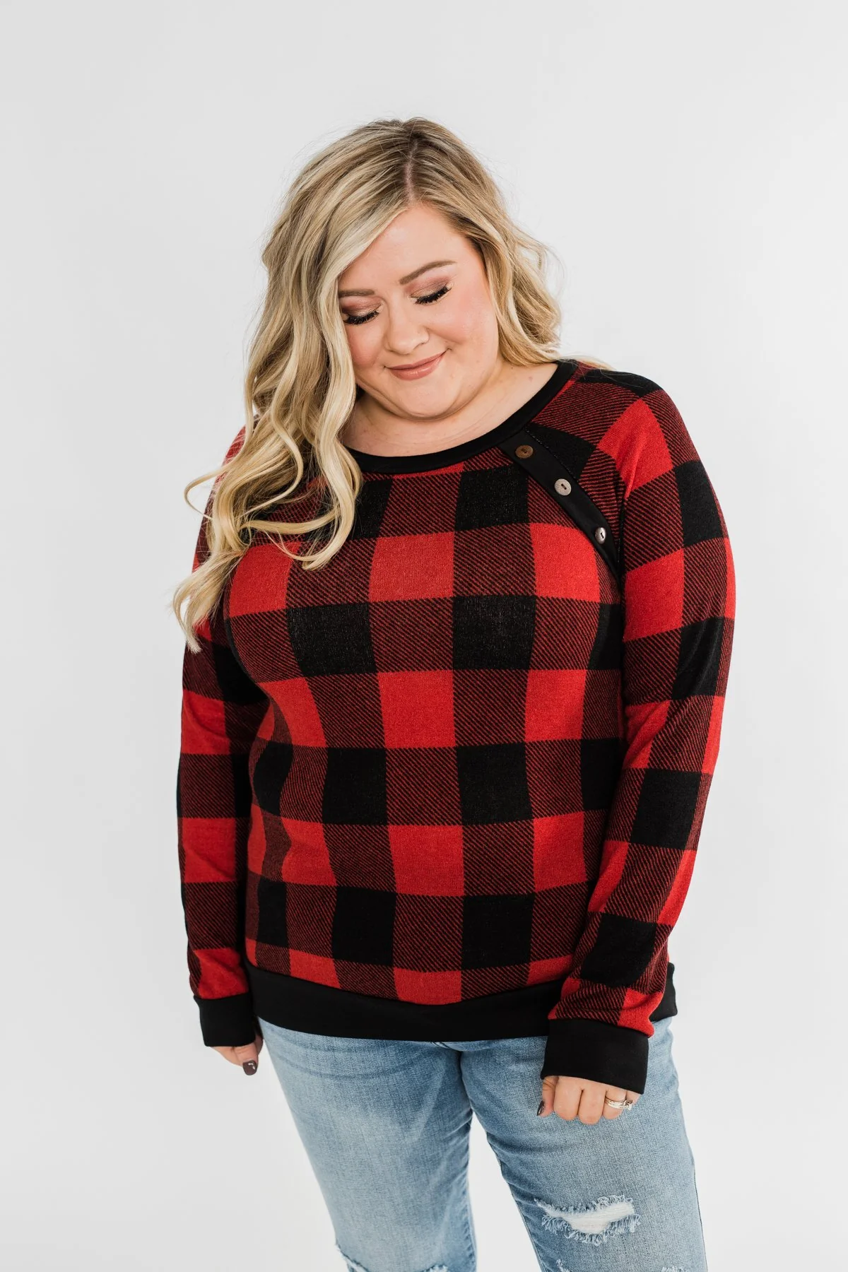 On My Mind Button Detail Top- Buffalo Plaid - Image 10