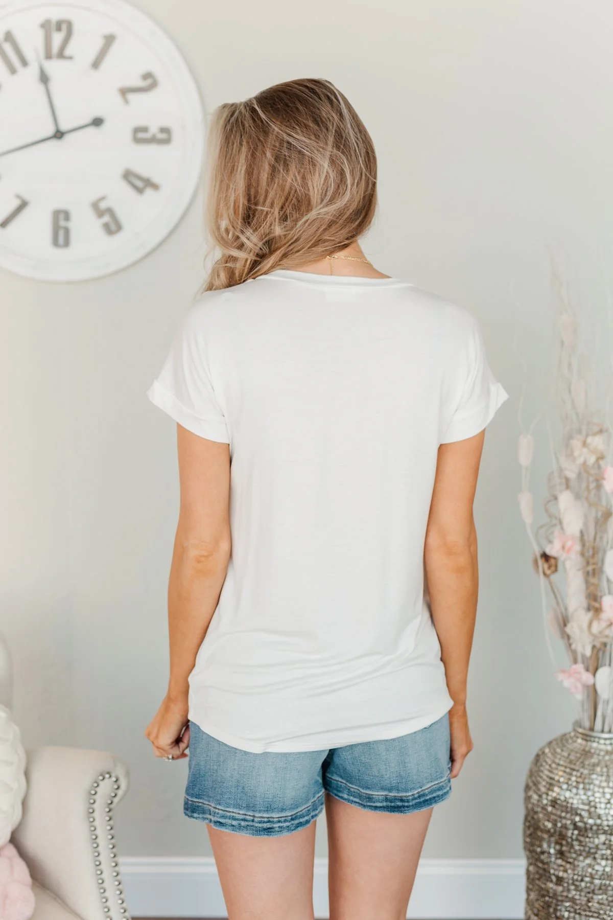 On My Own V-Neck Pocket Top- Off-White - Image 8