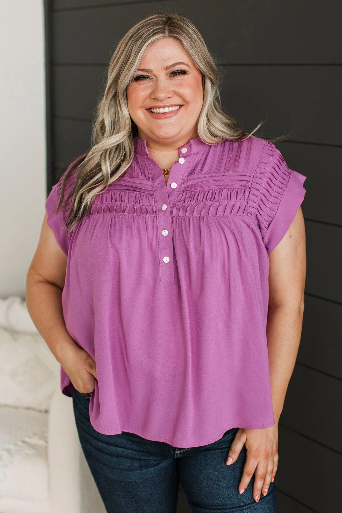 On My Radar Button Top- Dark Orchid - Image 3