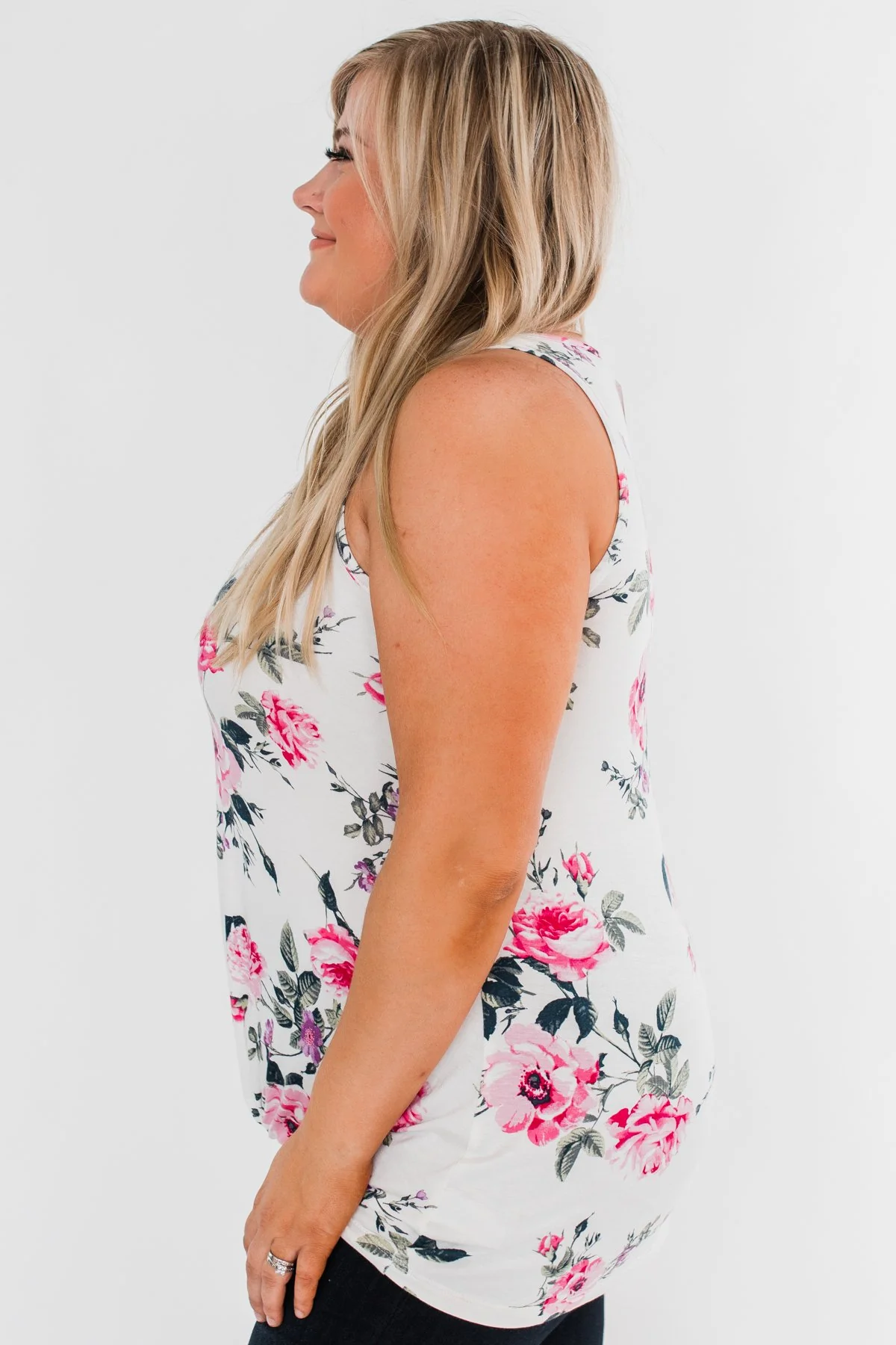 On Repeat Floral Criss Cross Tank Top- White - Image 11