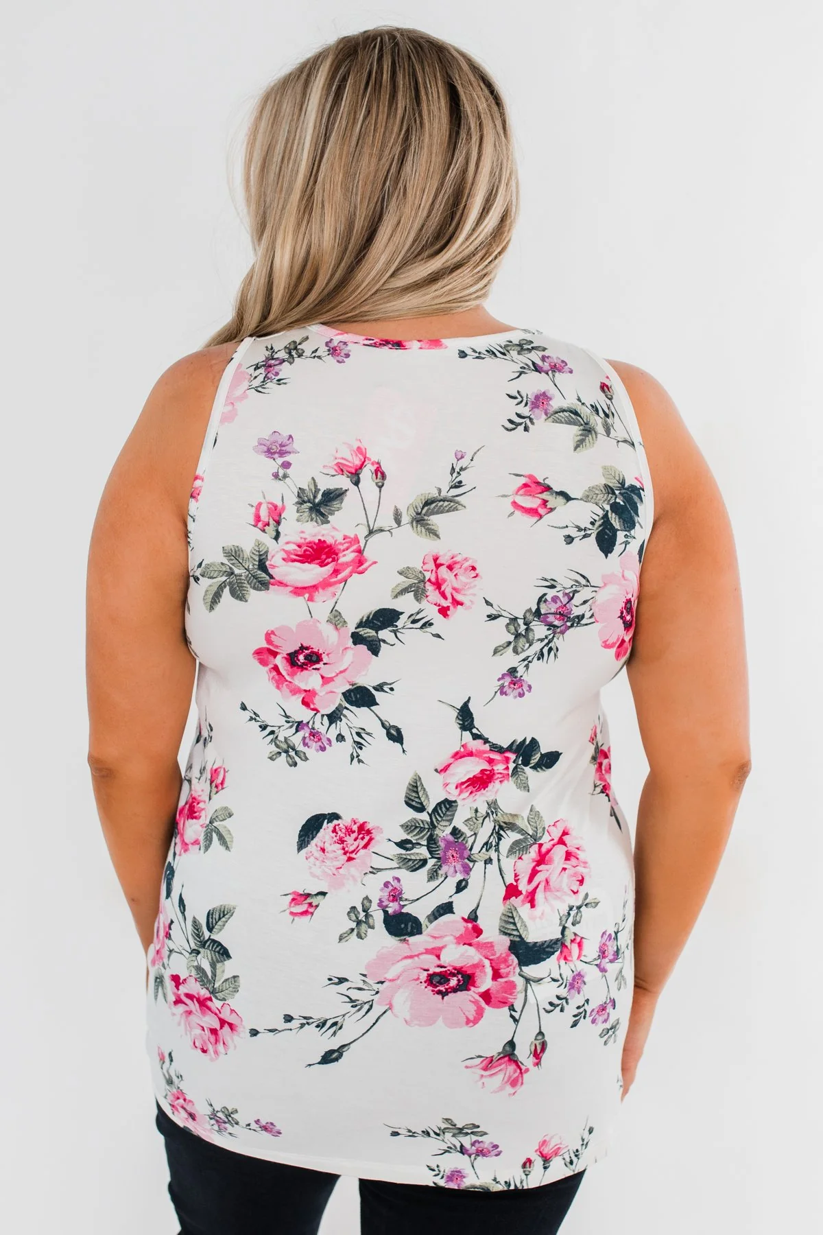 On Repeat Floral Criss Cross Tank Top- White - Image 13