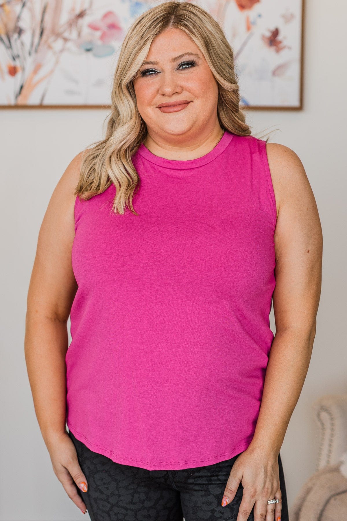 On Second Glance Tank Top- Deep Fuchsia - Image 2