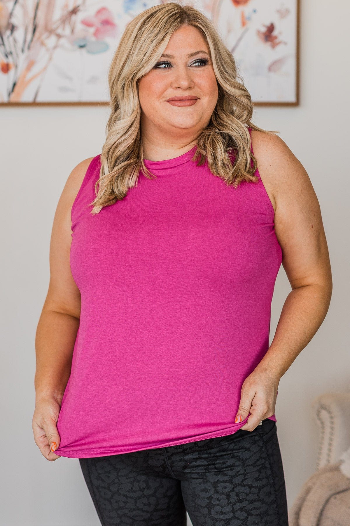 On Second Glance Tank Top- Deep Fuchsia - Image 4