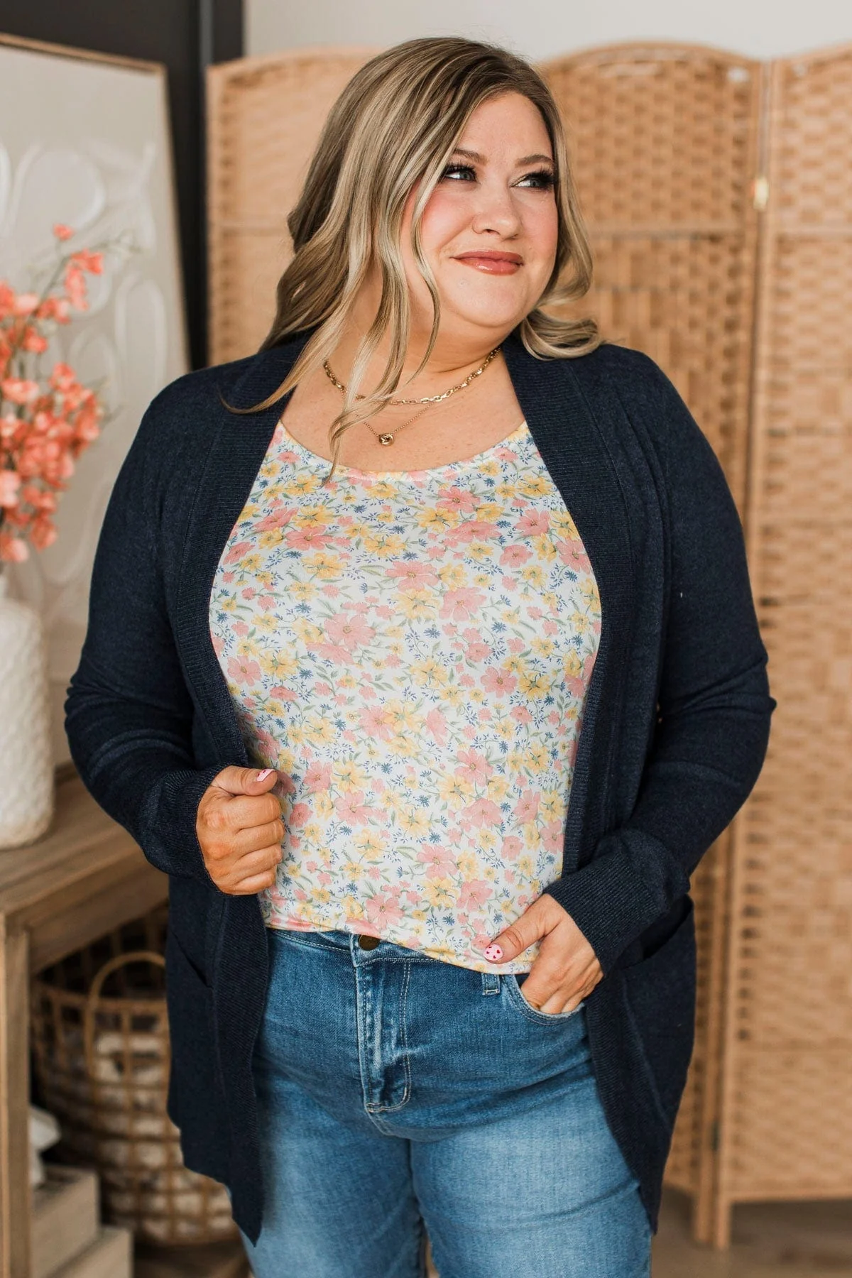 On The Agenda Knit Cardigan- Navy - Image 4