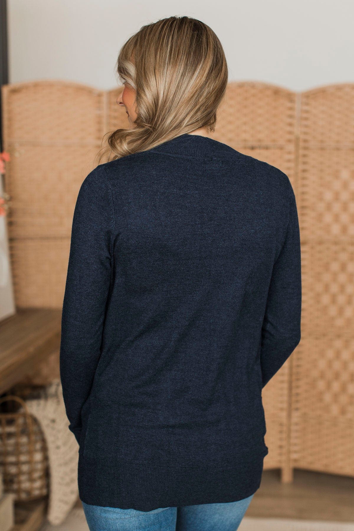 On The Agenda Knit Cardigan- Navy - Image 7