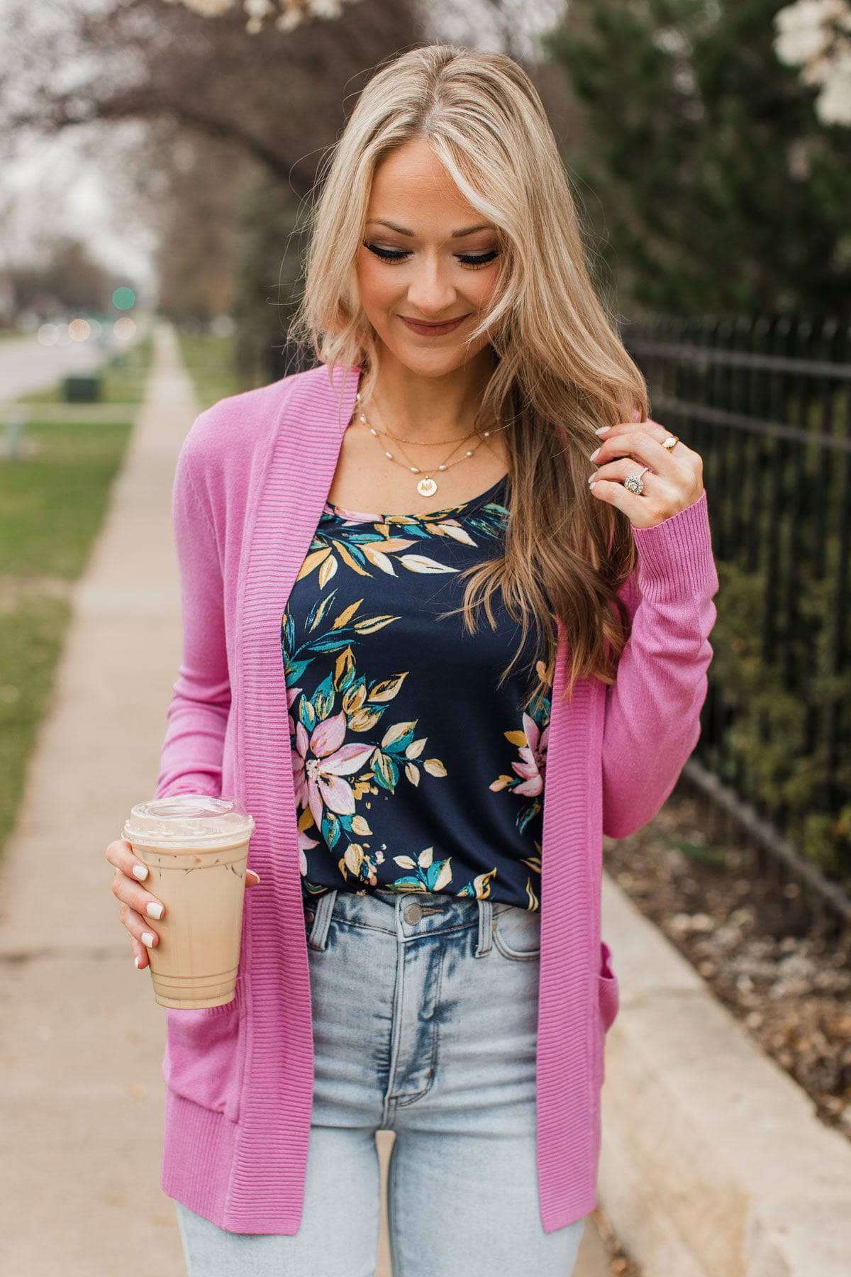 On The Agenda Knit Cardigan- Orchid