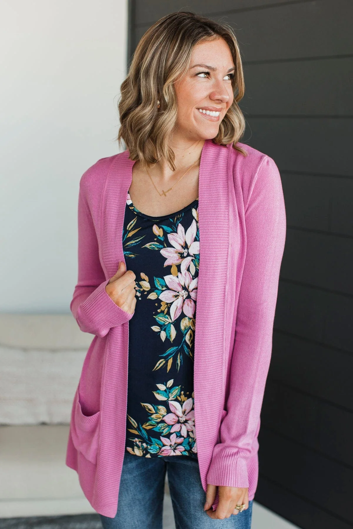 On The Agenda Knit Cardigan- Orchid - Image 3