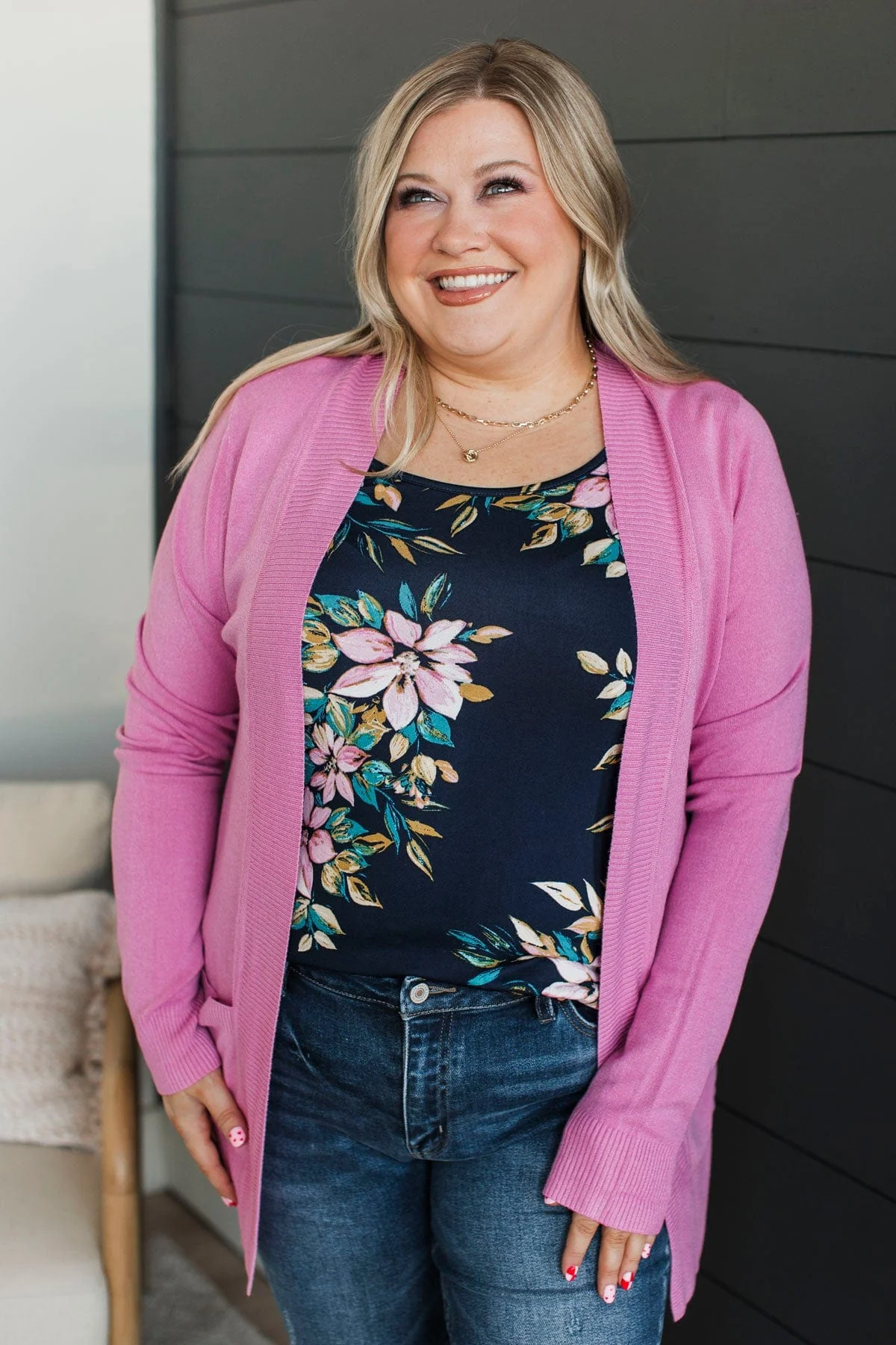 On The Agenda Knit Cardigan- Orchid - Image 4
