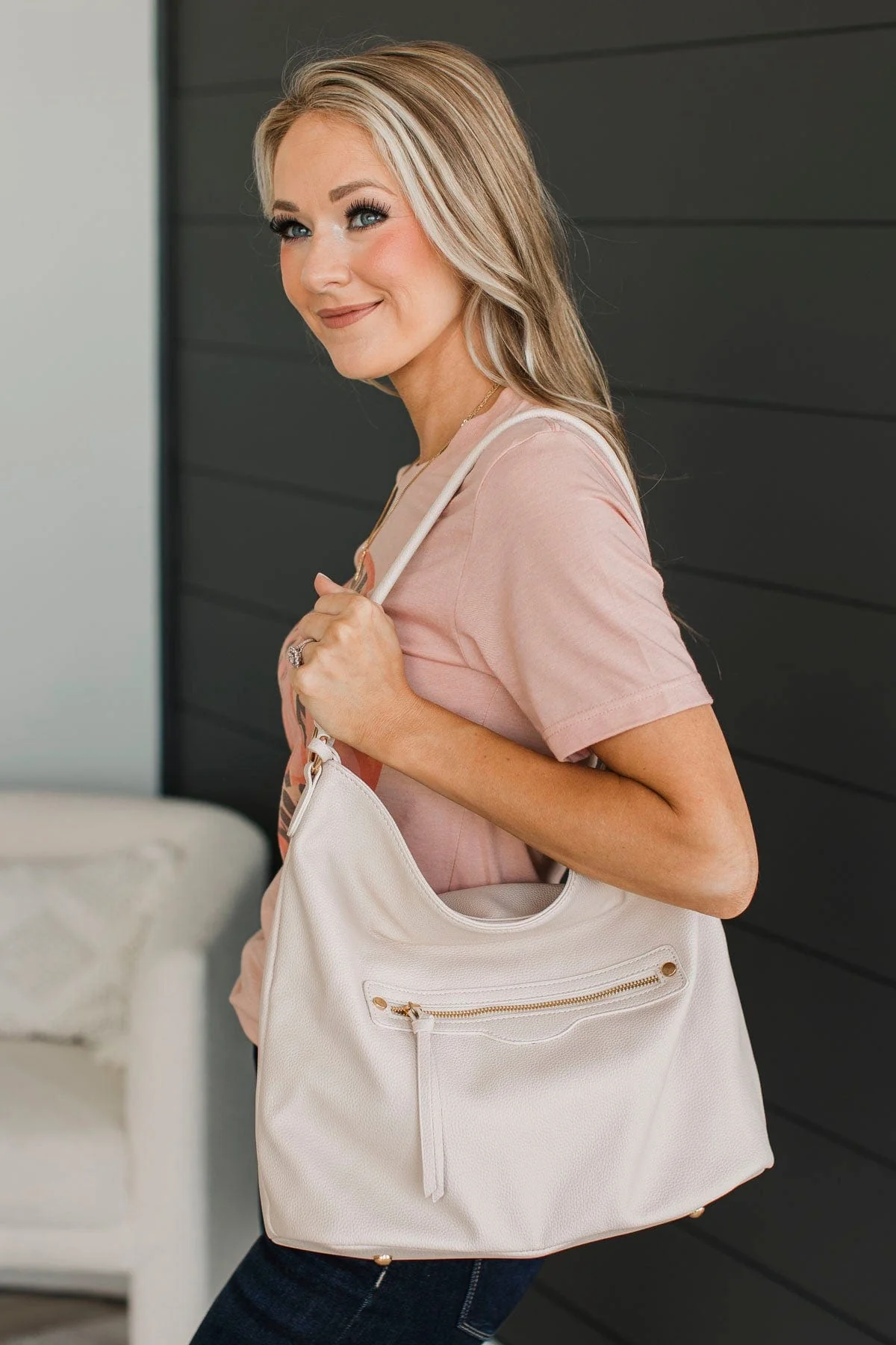 On The Move Again Shoulder Purse- Cream - Image 2