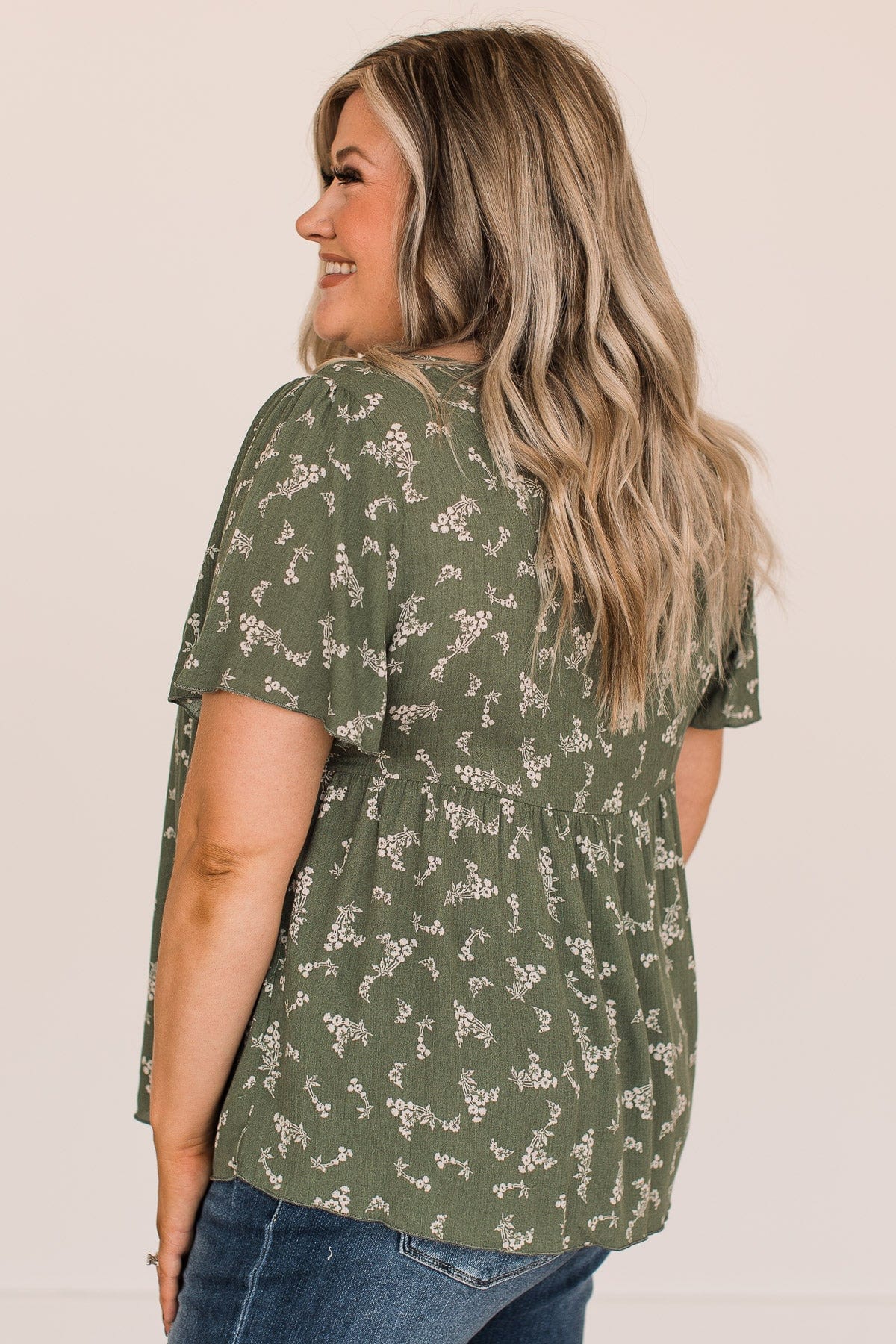 On The Plus Side Babydoll Top- Olive - Image 5