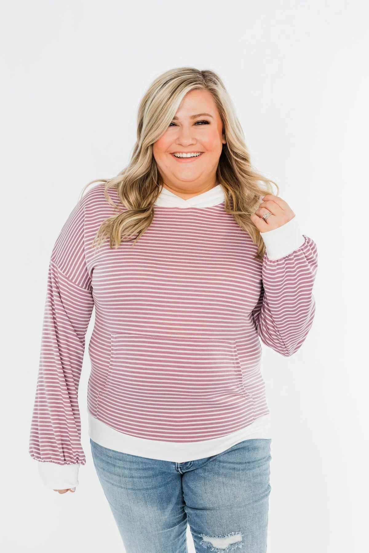 On Your Journey Striped Hoodie- Deep Lavender - Image 4
