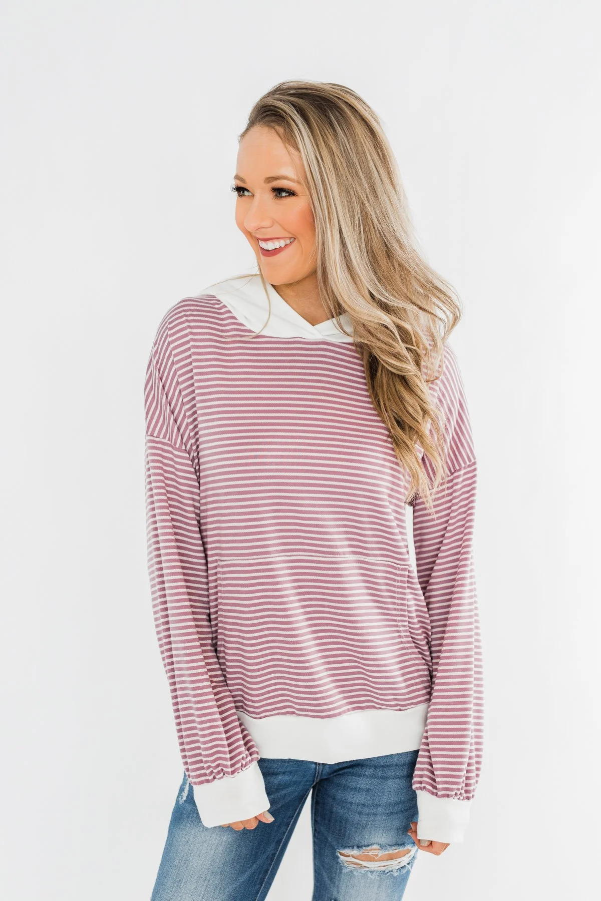 On Your Journey Striped Hoodie- Deep Lavender - Image 5