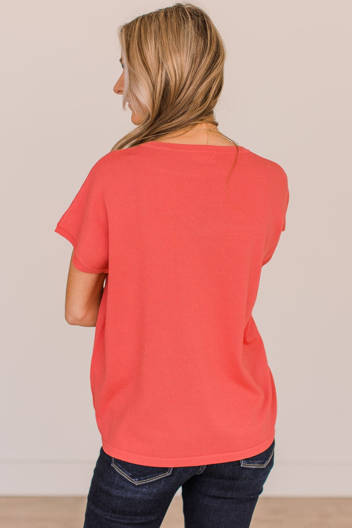On Your Mind Knit Top- Coral - Image 7