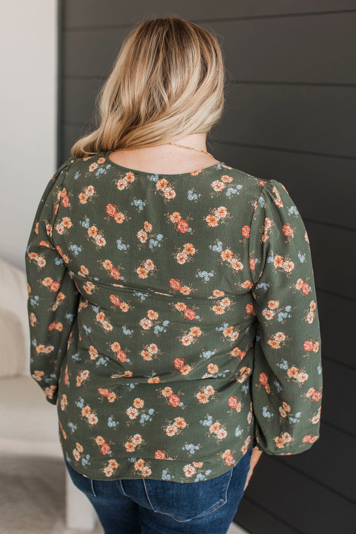 On Your Radar Floral Top- Olive - Image 8
