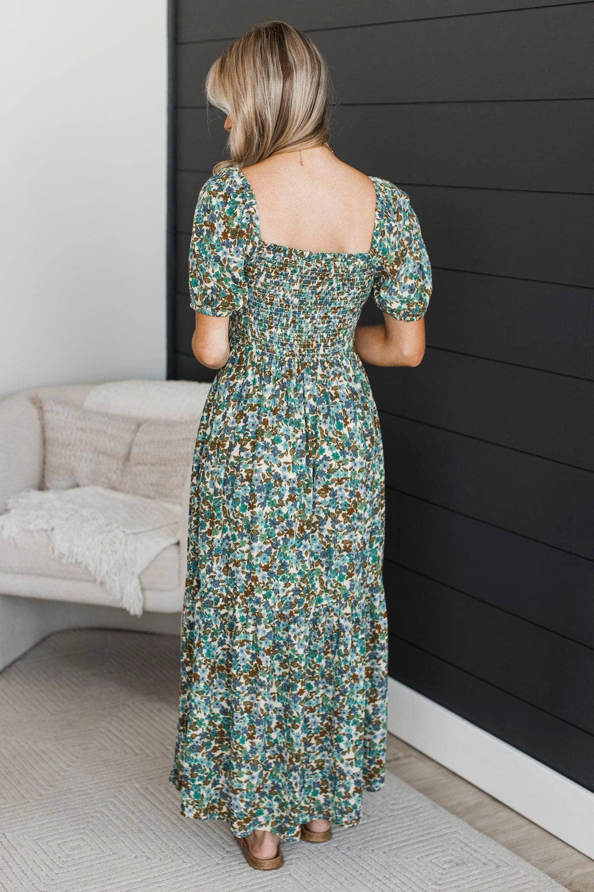 Once Upon A Dream Floral Maxi Dress- Teal - Image 8
