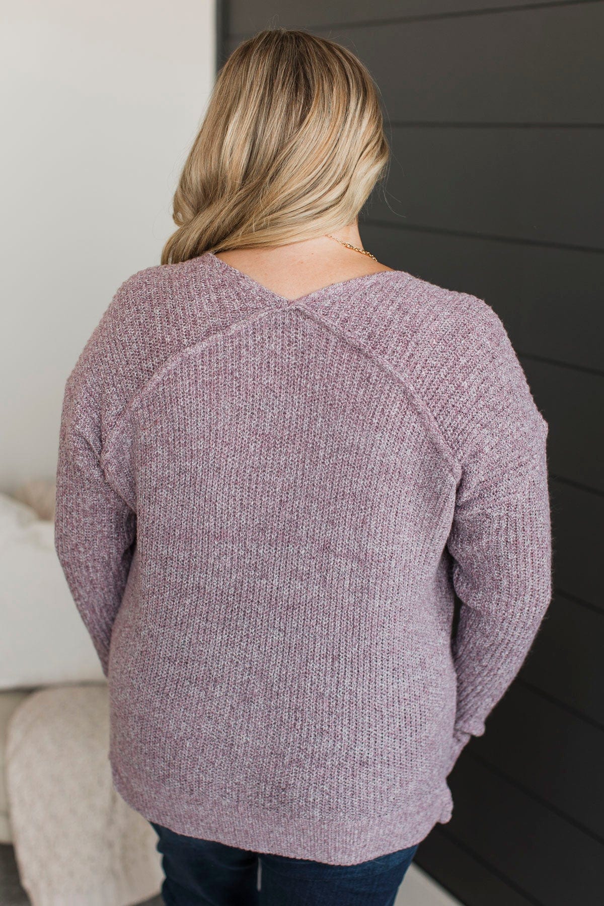 Once We Met V-Neck Sweater- Light Purple - Image 7