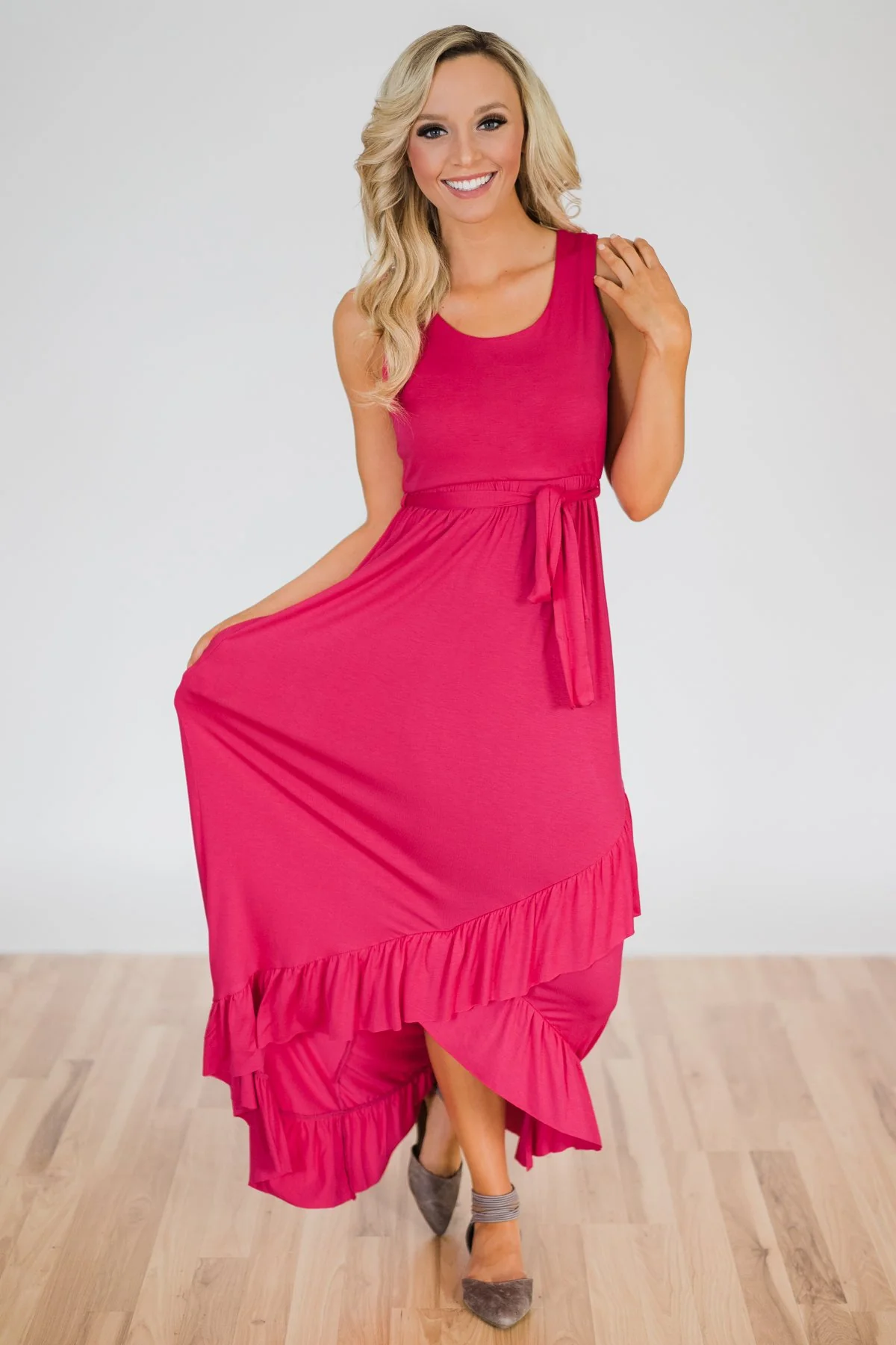One I Need Hi-Lo Dress- Fuchsia - Image 2