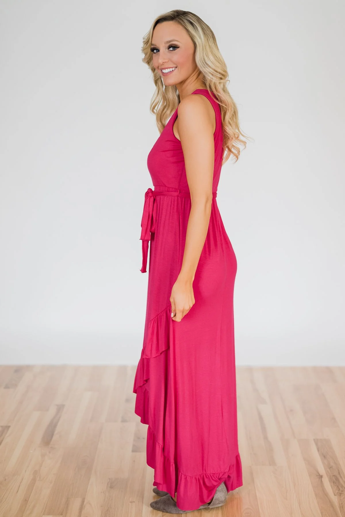 One I Need Hi-Lo Dress- Fuchsia - Image 3