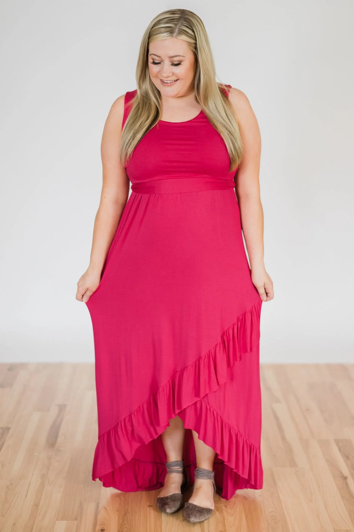 One I Need Hi-Lo Dress- Fuchsia - Image 4