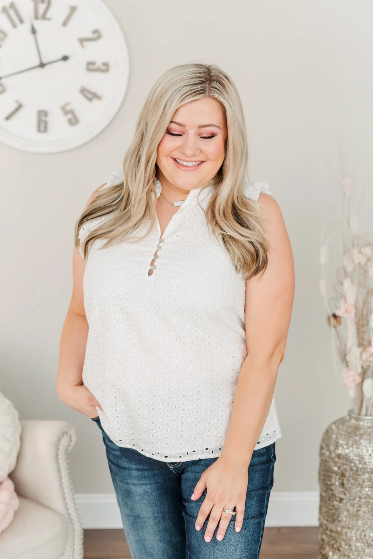 One In A Million Sleeveless Blouse- Off White - Image 5