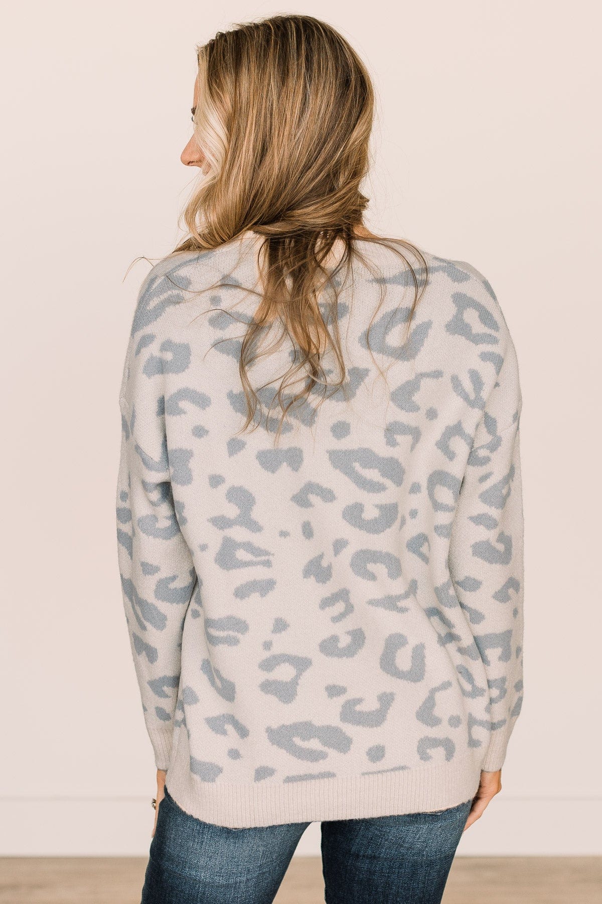 One Last Kiss Leopard Sweater- Ivory & Dusty Blue - Image 7