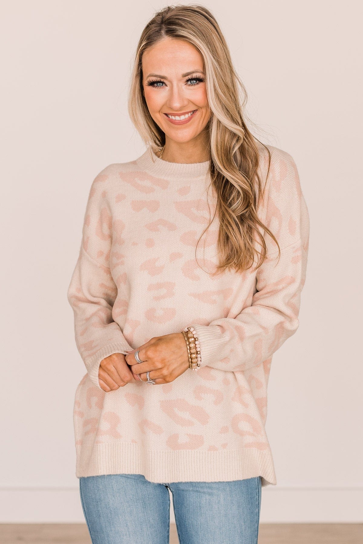 One Last Kiss Leopard Sweater- Ivory & Blush - Image 2