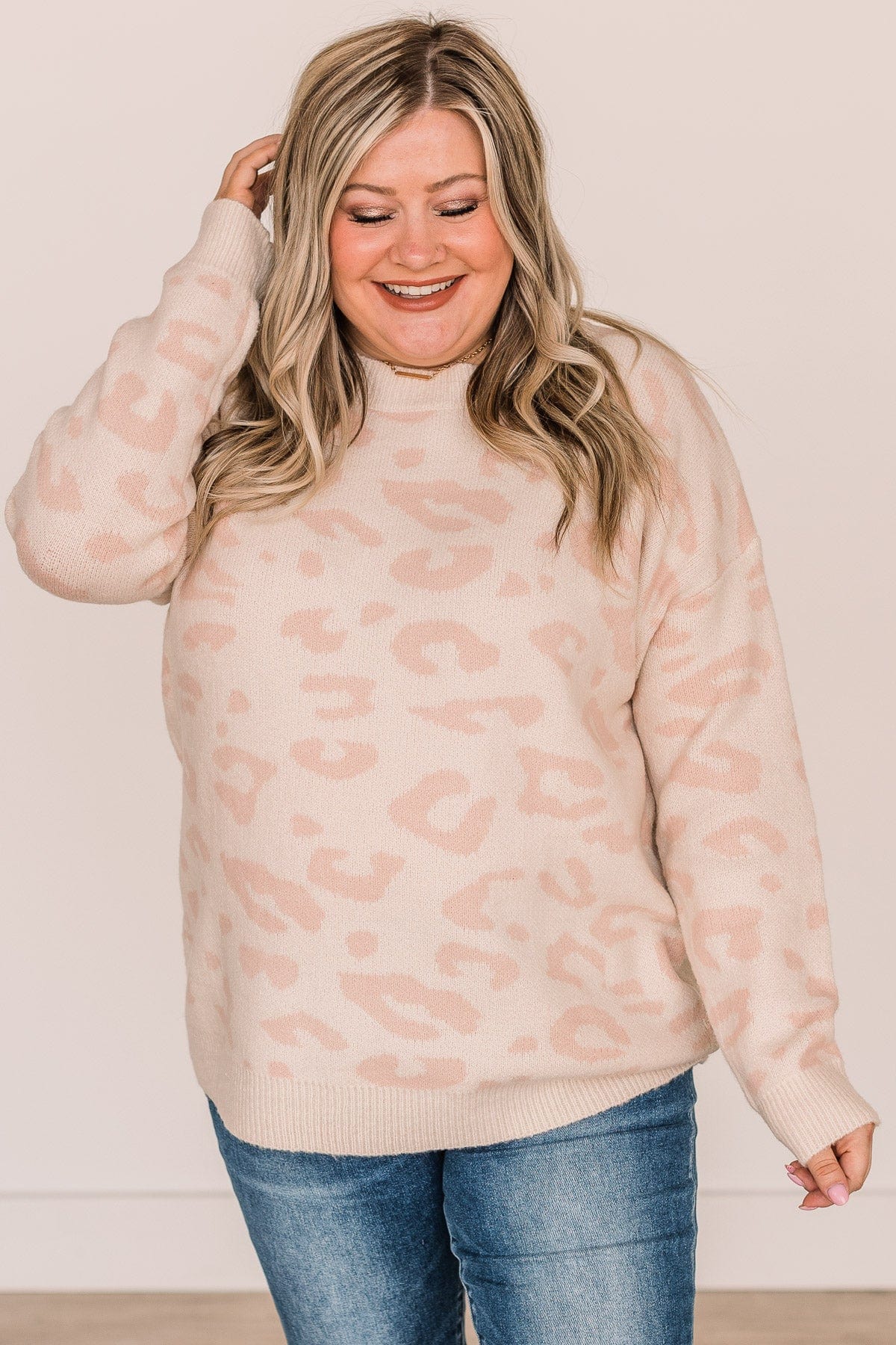 One Last Kiss Leopard Sweater- Ivory & Blush - Image 3