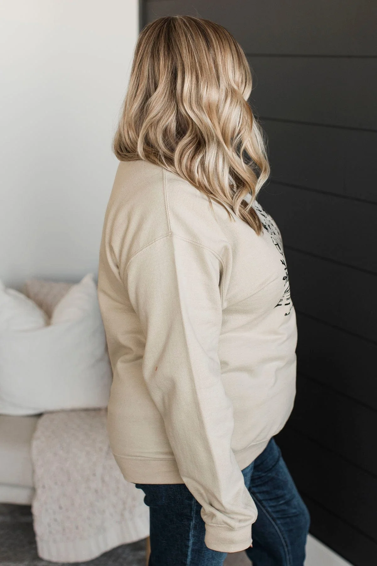 "One More Chapter" Crew Neck Pullover- Sand - Image 6