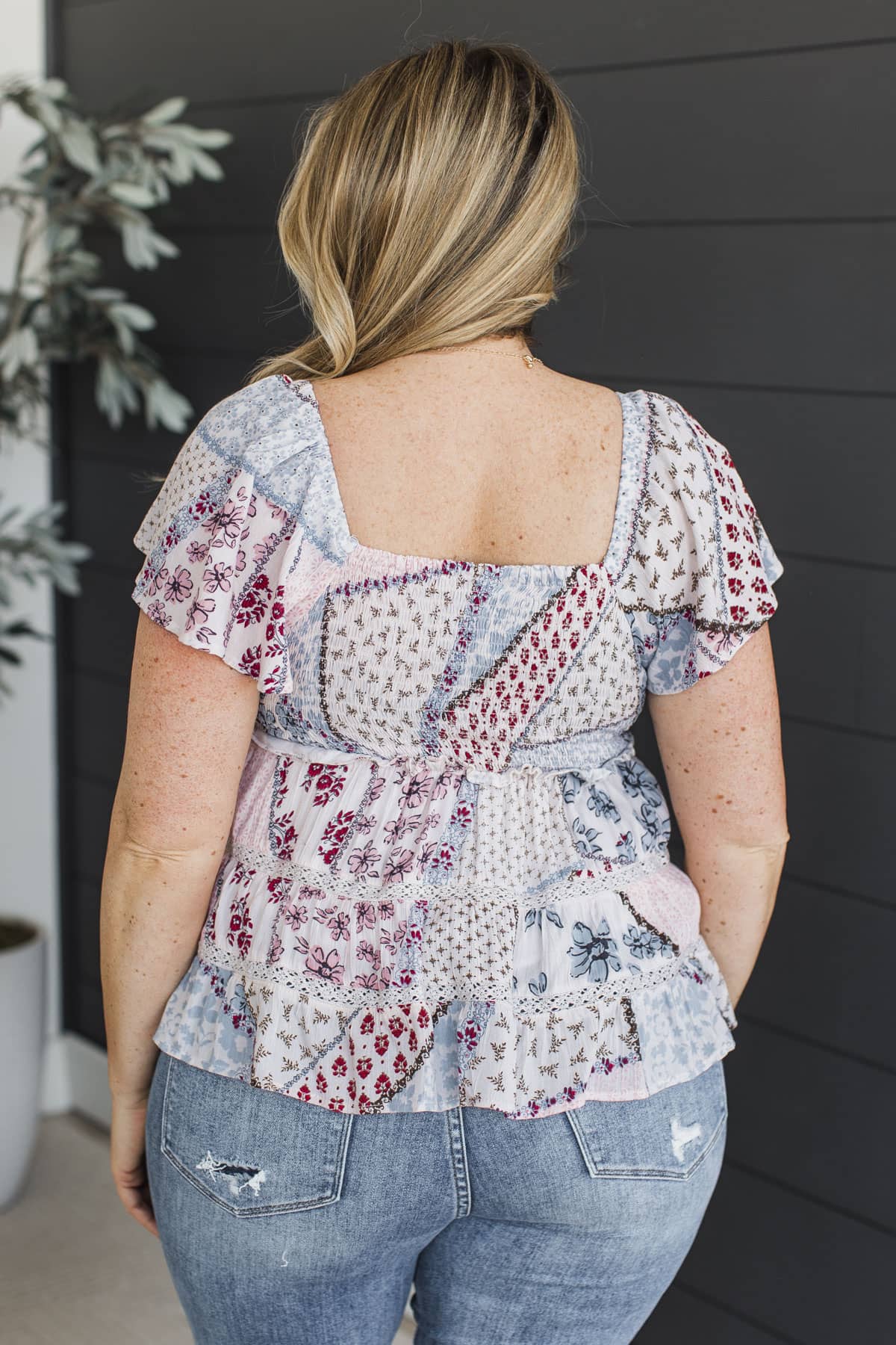 One More Moment Tiered Babydoll Blouse- Ivory Multi - Image 8