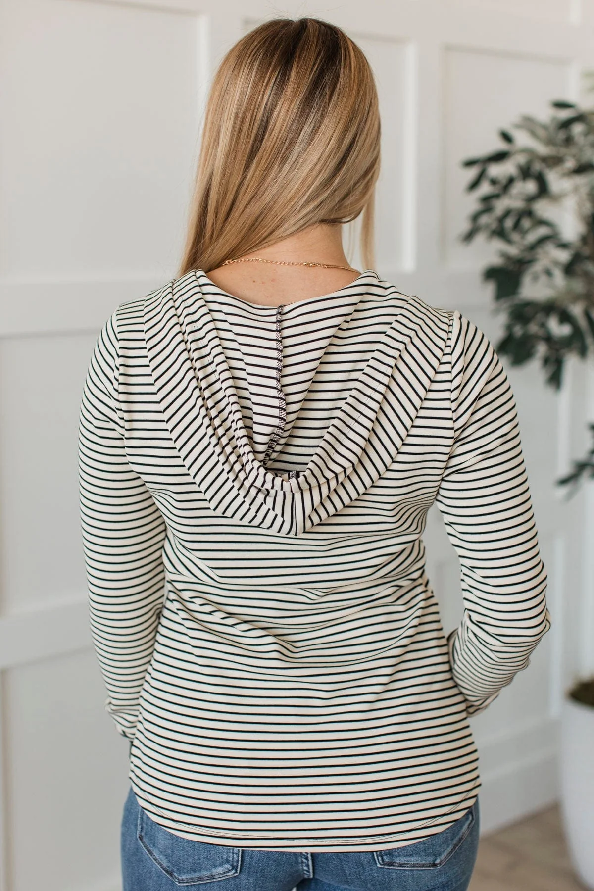 One Step Away Hooded Henley Top- Cream - Image 7