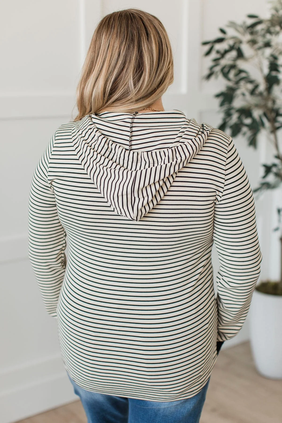 One Step Away Hooded Henley Top- Cream - Image 8