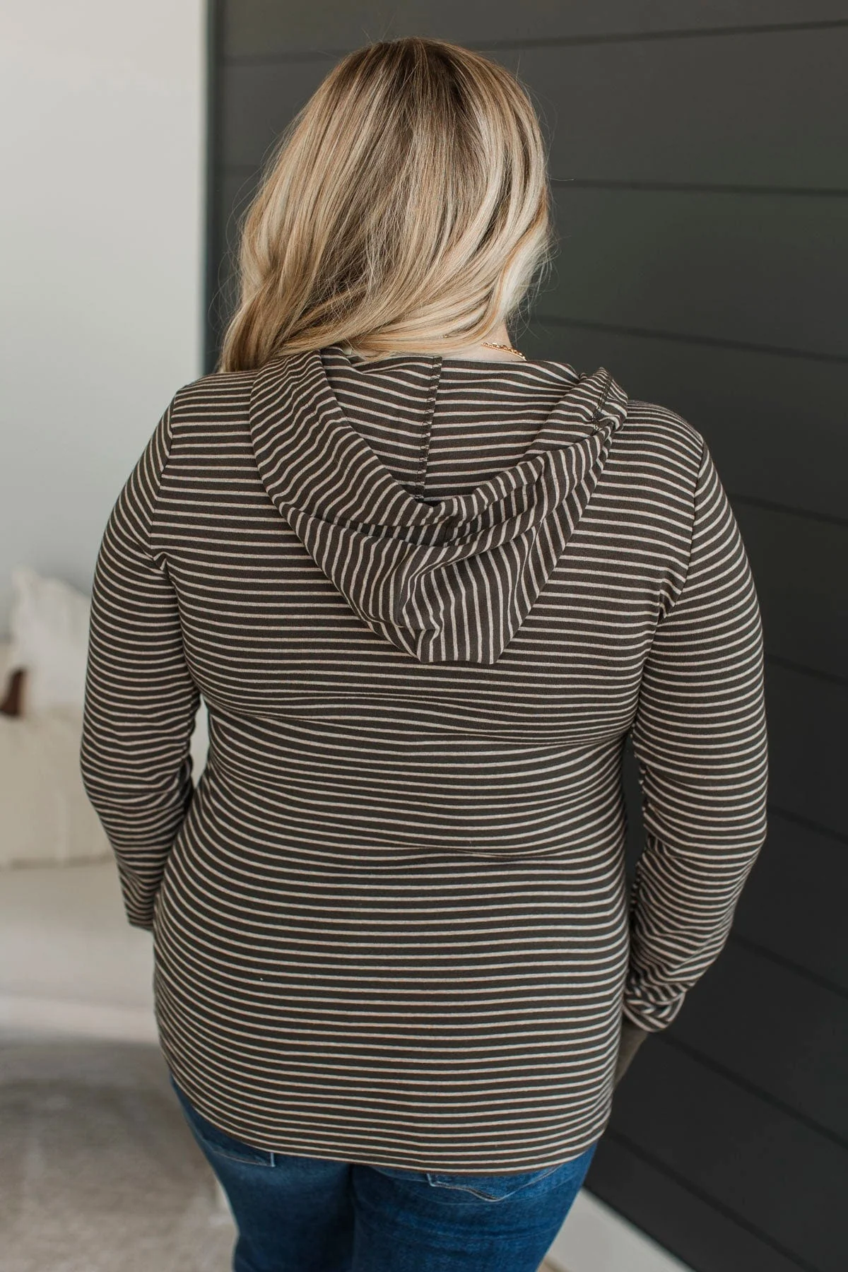 One Step Away Hooded Henley Top- Dark Olive - Image 8