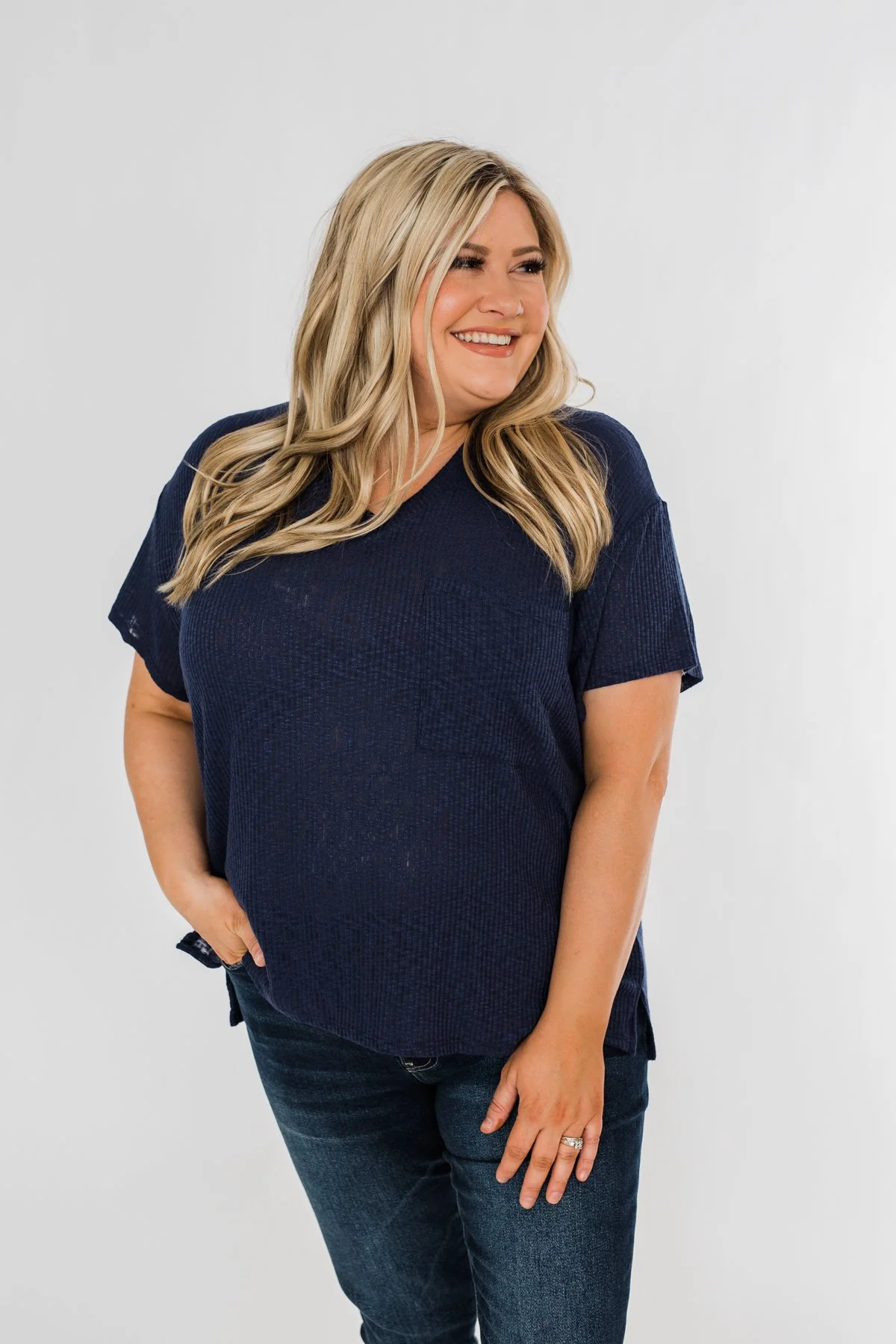 One Step Closer Lightweight Top- Navy - Image 5