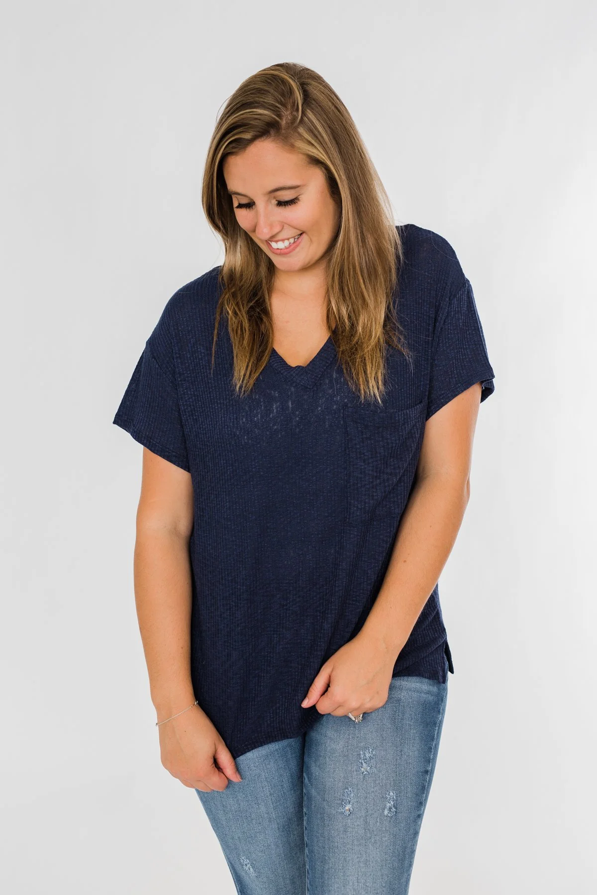 One Step Closer Lightweight Top- Navy - Image 6