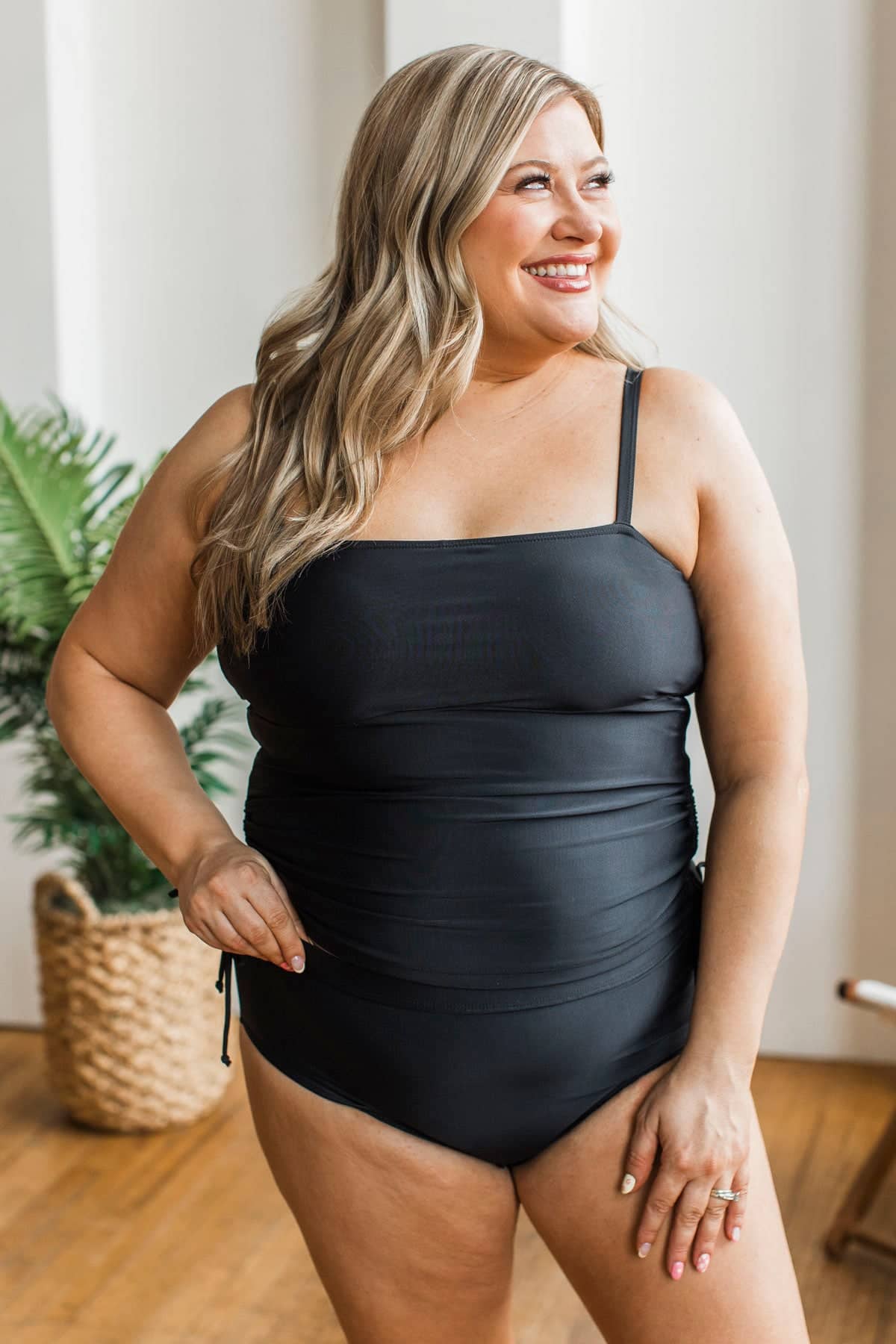 One Sunset Away Tankini Swim Top- Black - Image 2