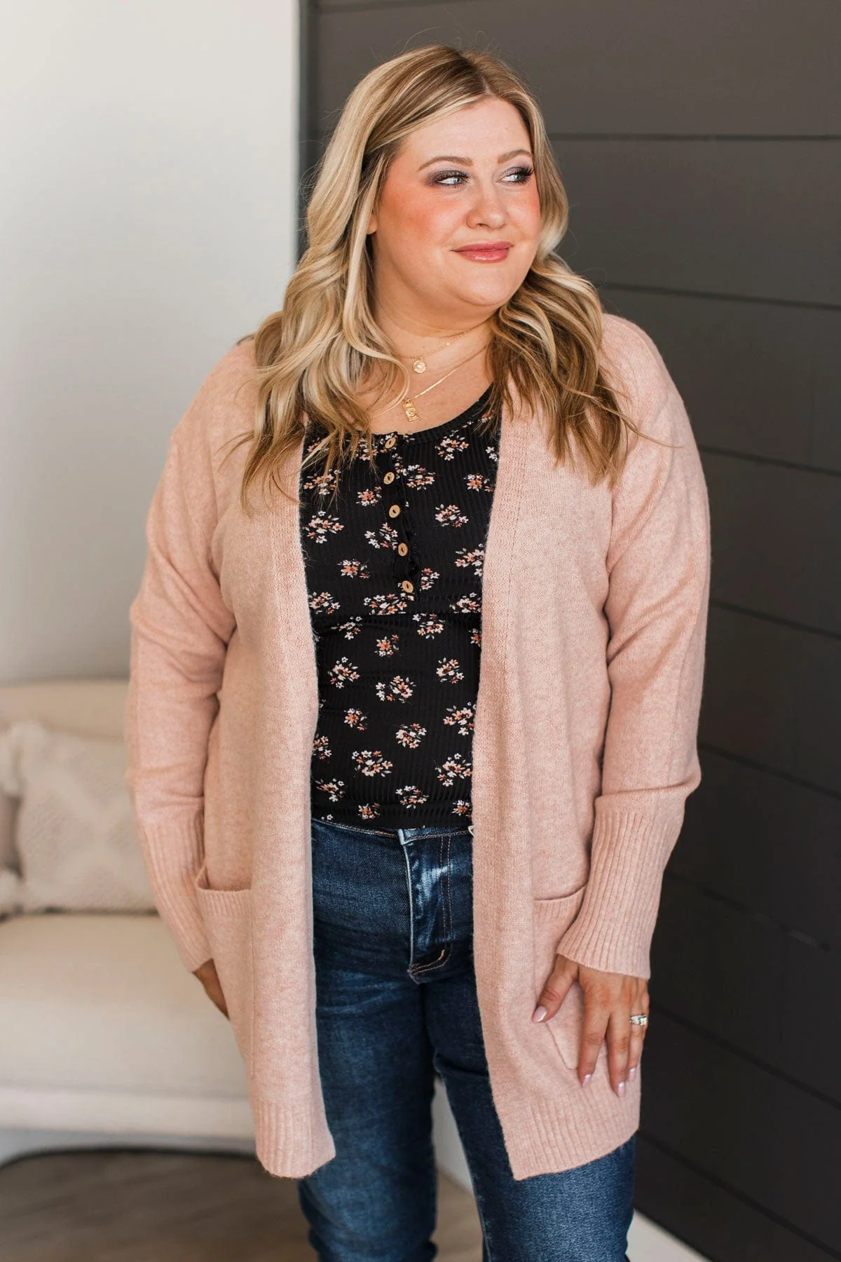 One That Got Away Knit Cardigan- Dusty Pink - Image 2