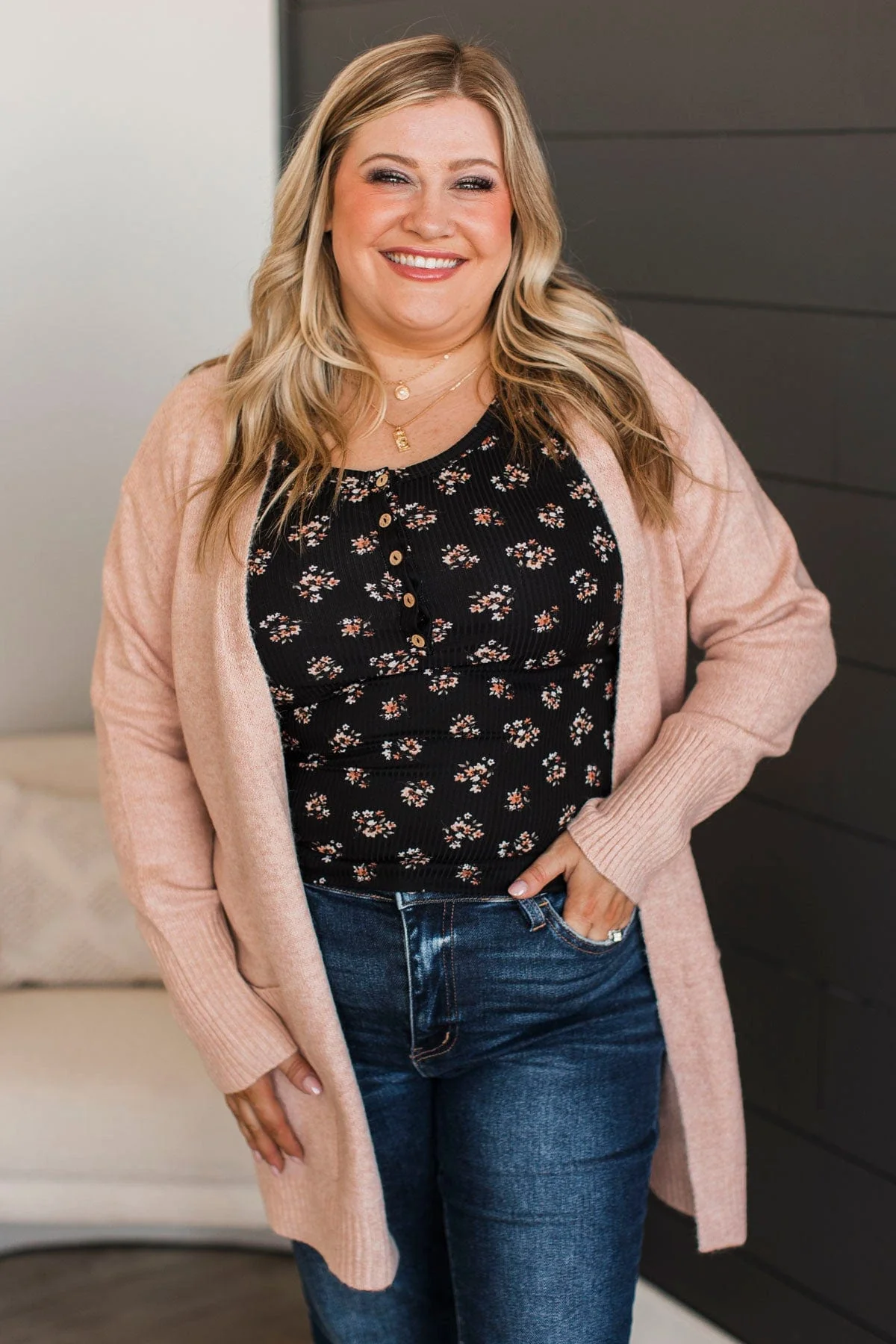 One That Got Away Knit Cardigan- Dusty Pink - Image 4