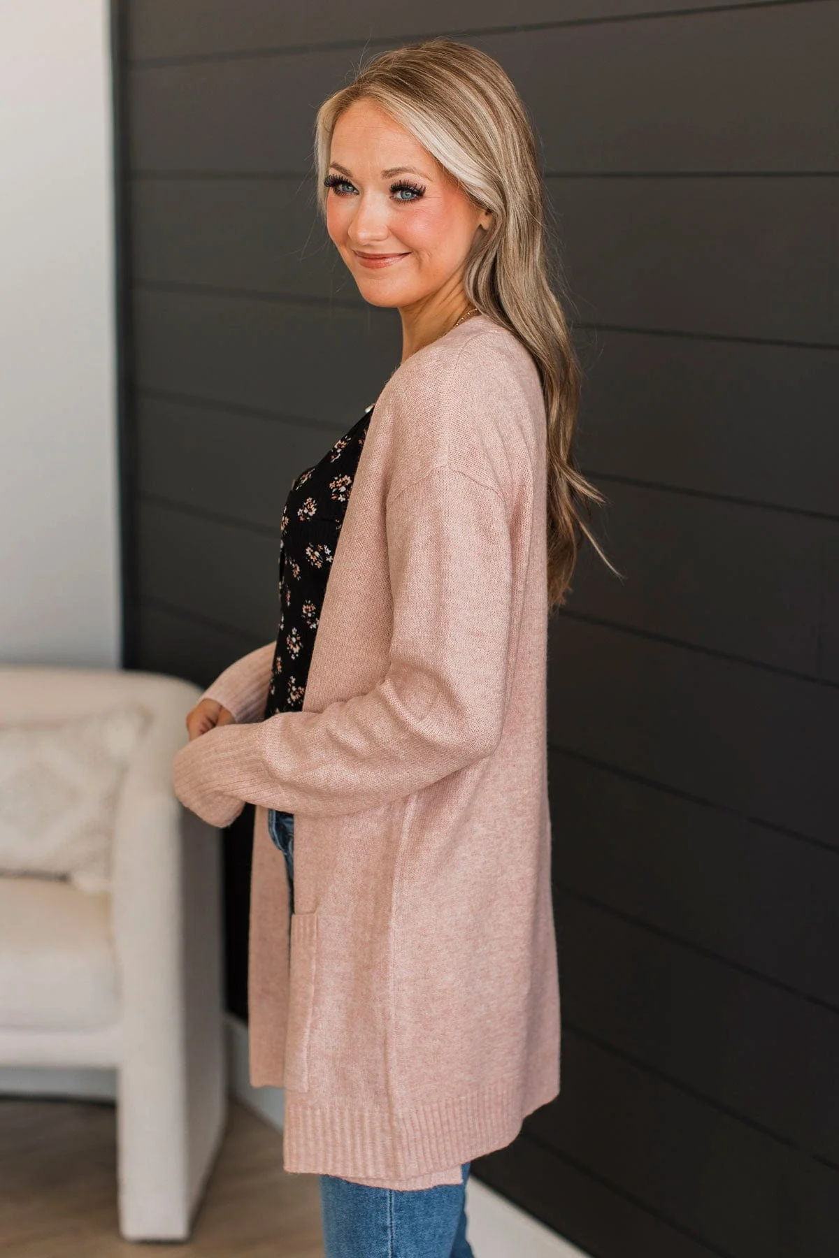 One That Got Away Knit Cardigan- Dusty Pink - Image 5