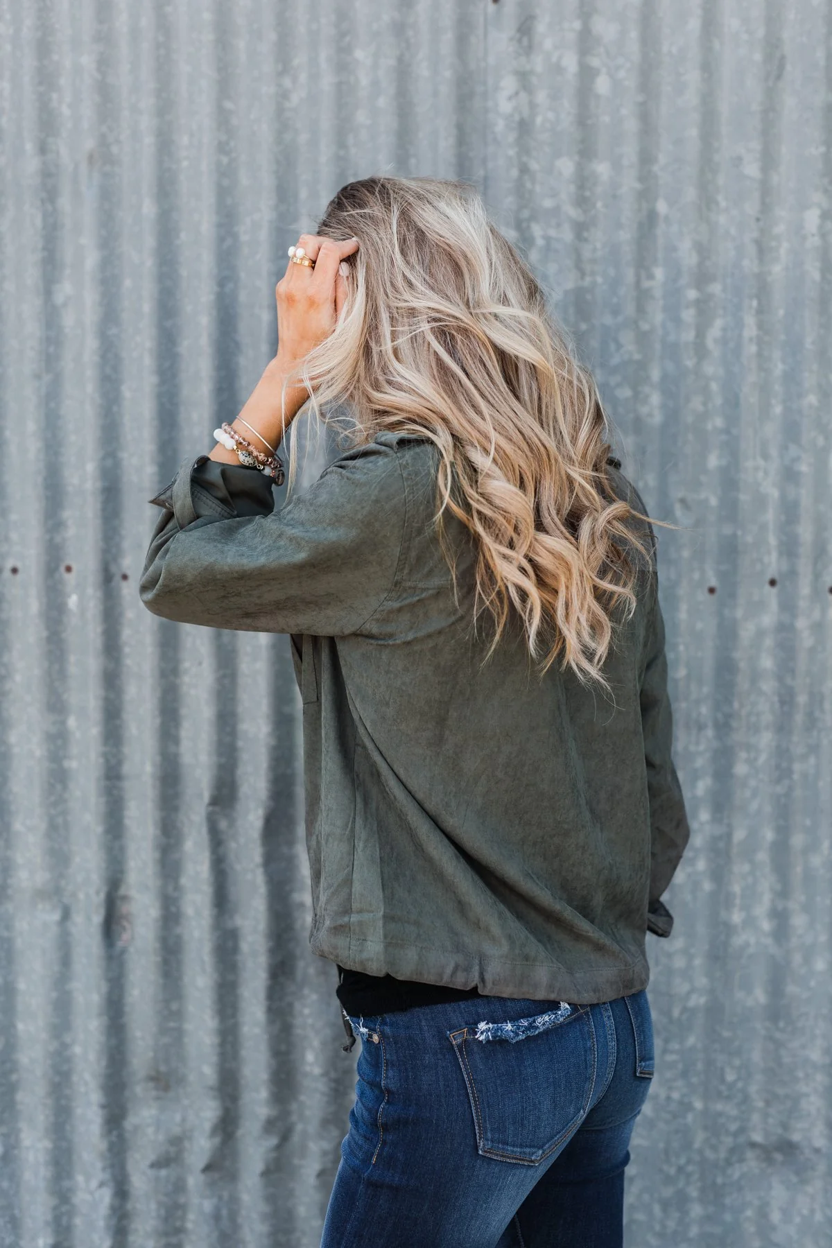 One Thing Right Lightweight Zip Up Jacket- Olive - Image 14